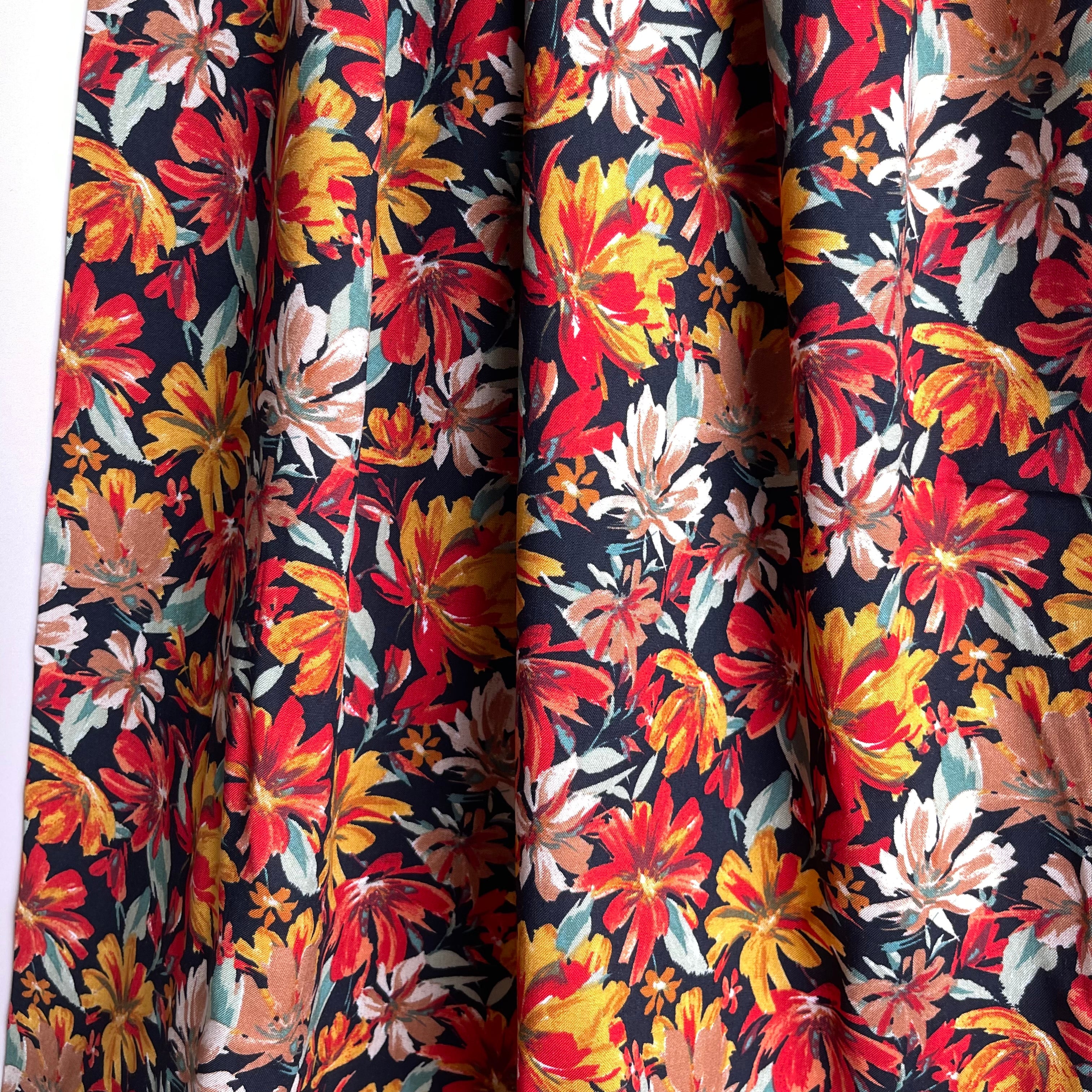 Sunset Flowers Rayon Viscose Fabric