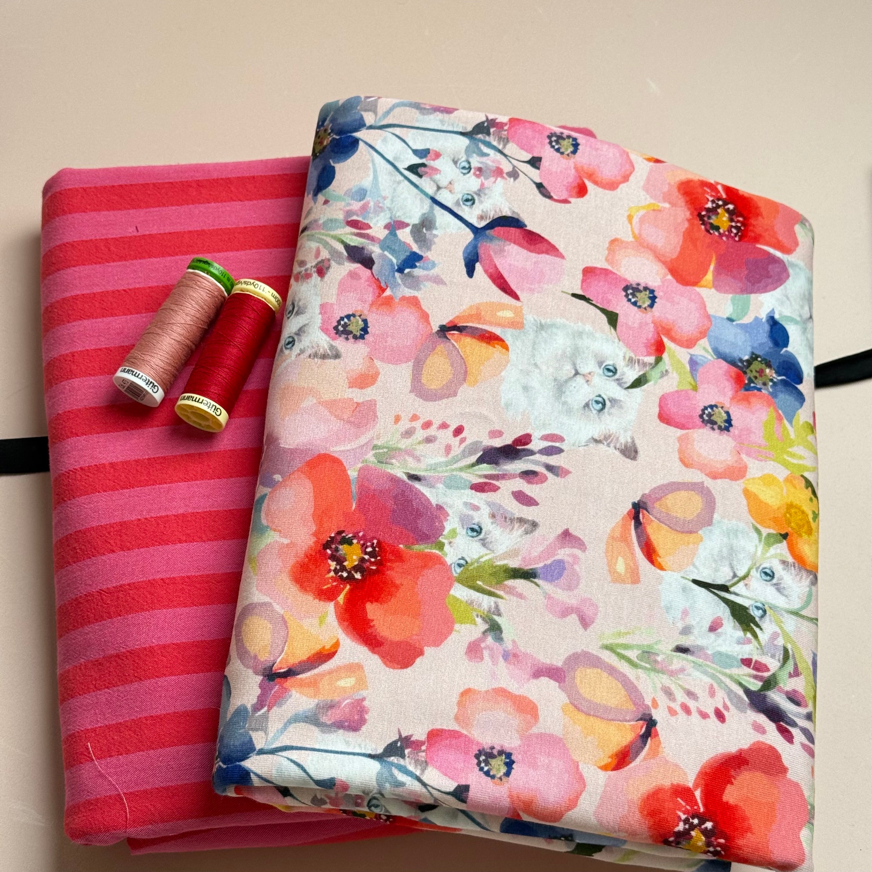 Make an Outfit Colour Bundle & Sewing Kit - Pyjama Bundle with Striped Cotton and Printed Jersey