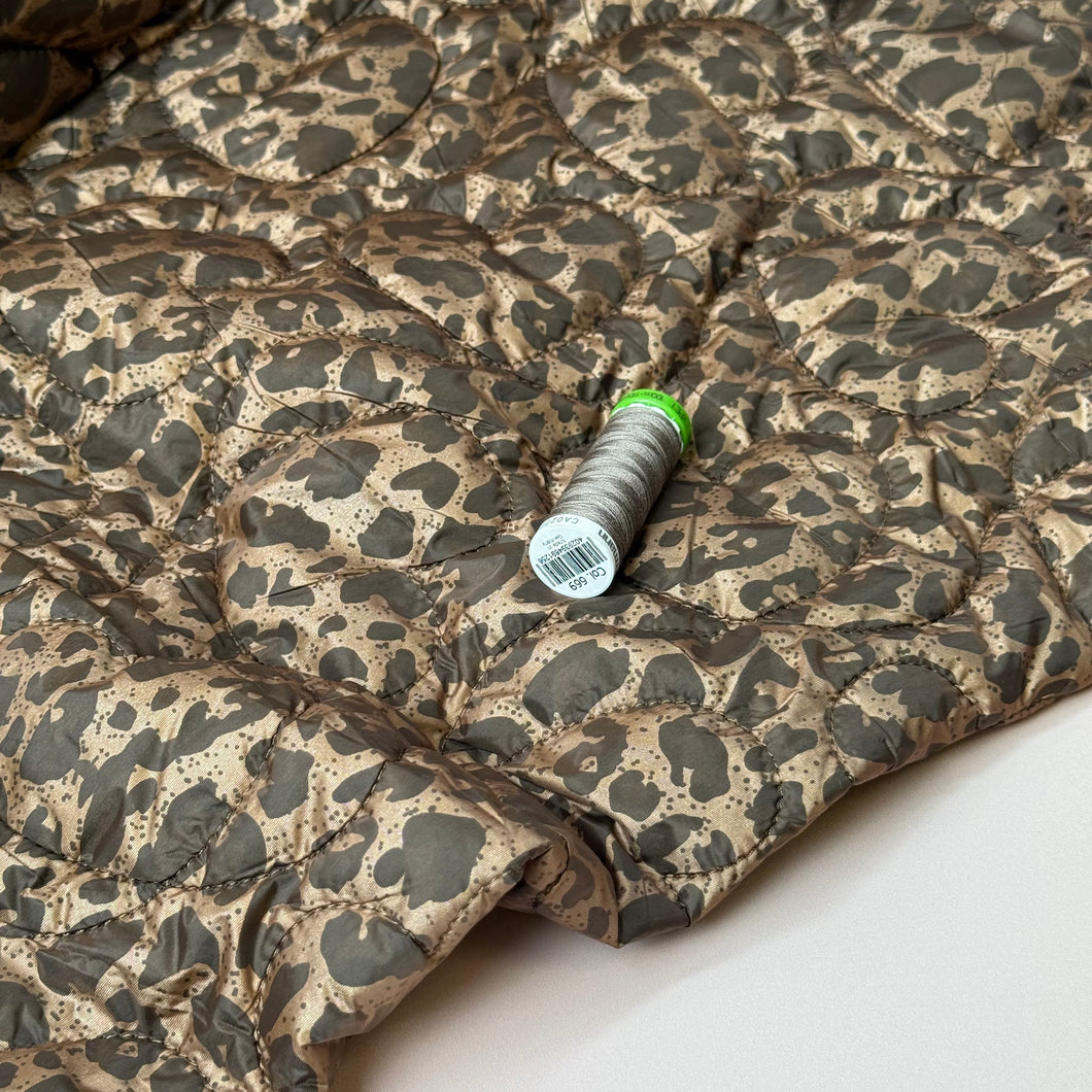 Animal print with Hearts Quilted Puffer Fabric