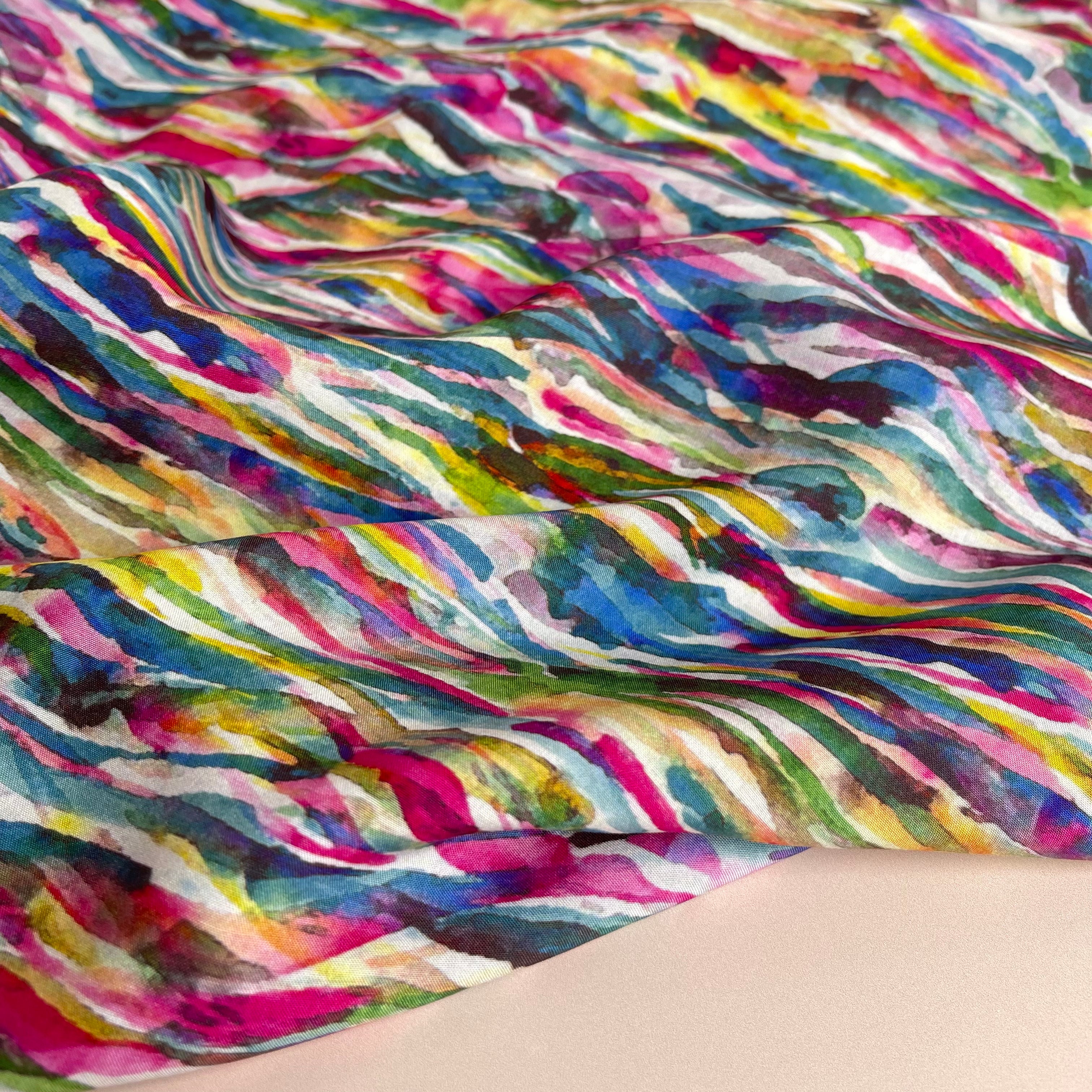 Vibrant Waves Viscose Fabric