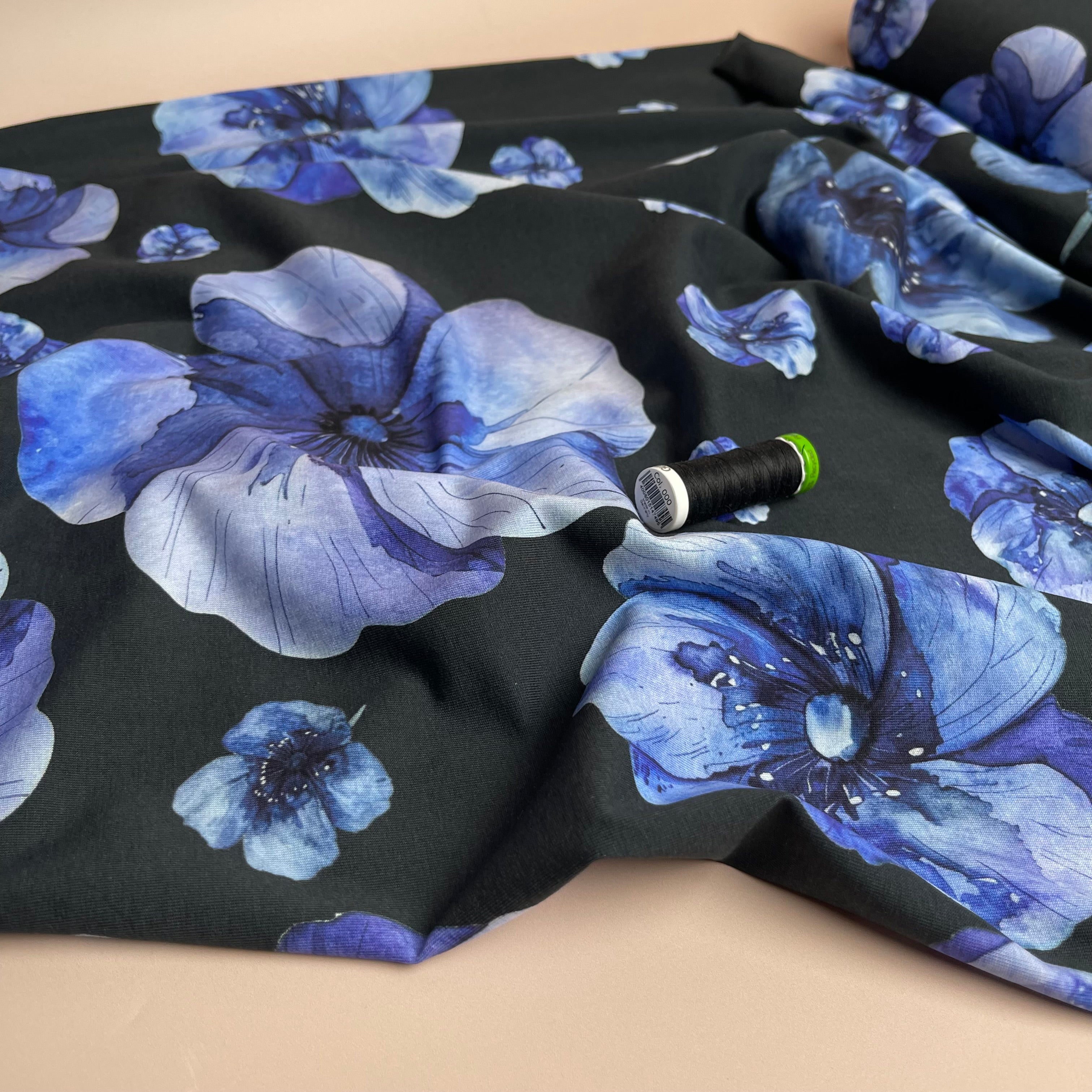 Danish Design - Watercolour Blue Poppy Cotton Jersey