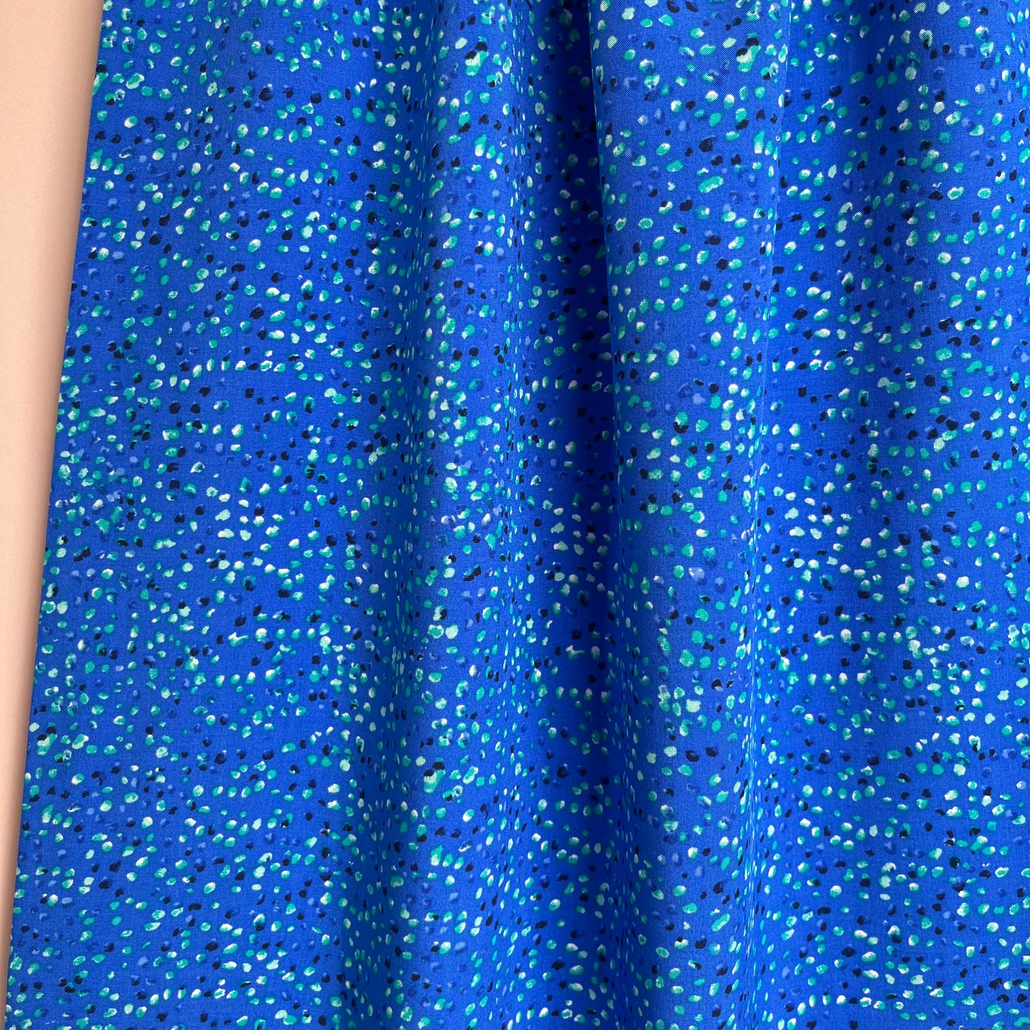 Cobalt Speckles Viscose Poplin Fabric