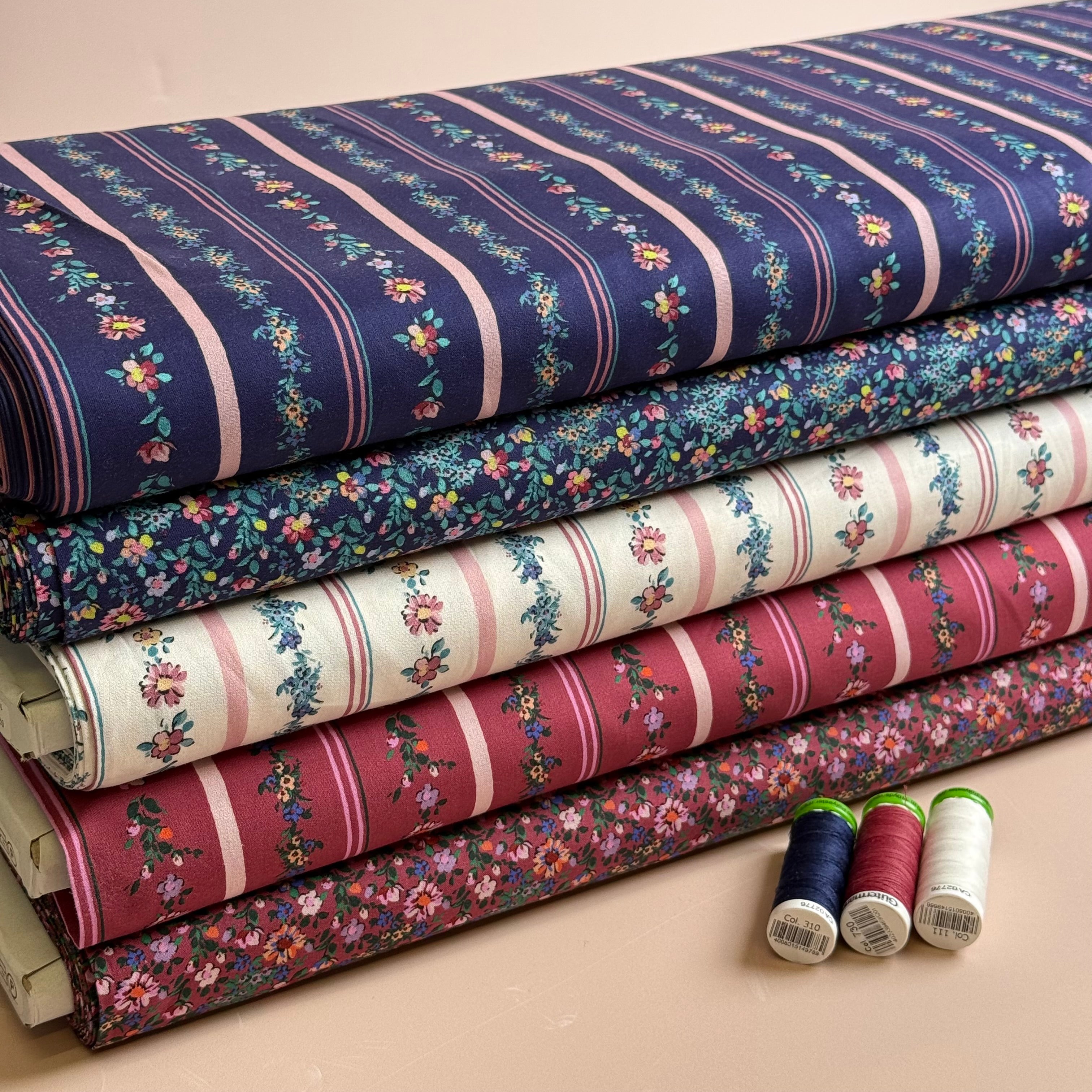 Ditsy Teal Flowers Fine Cotton Poplin Fabric