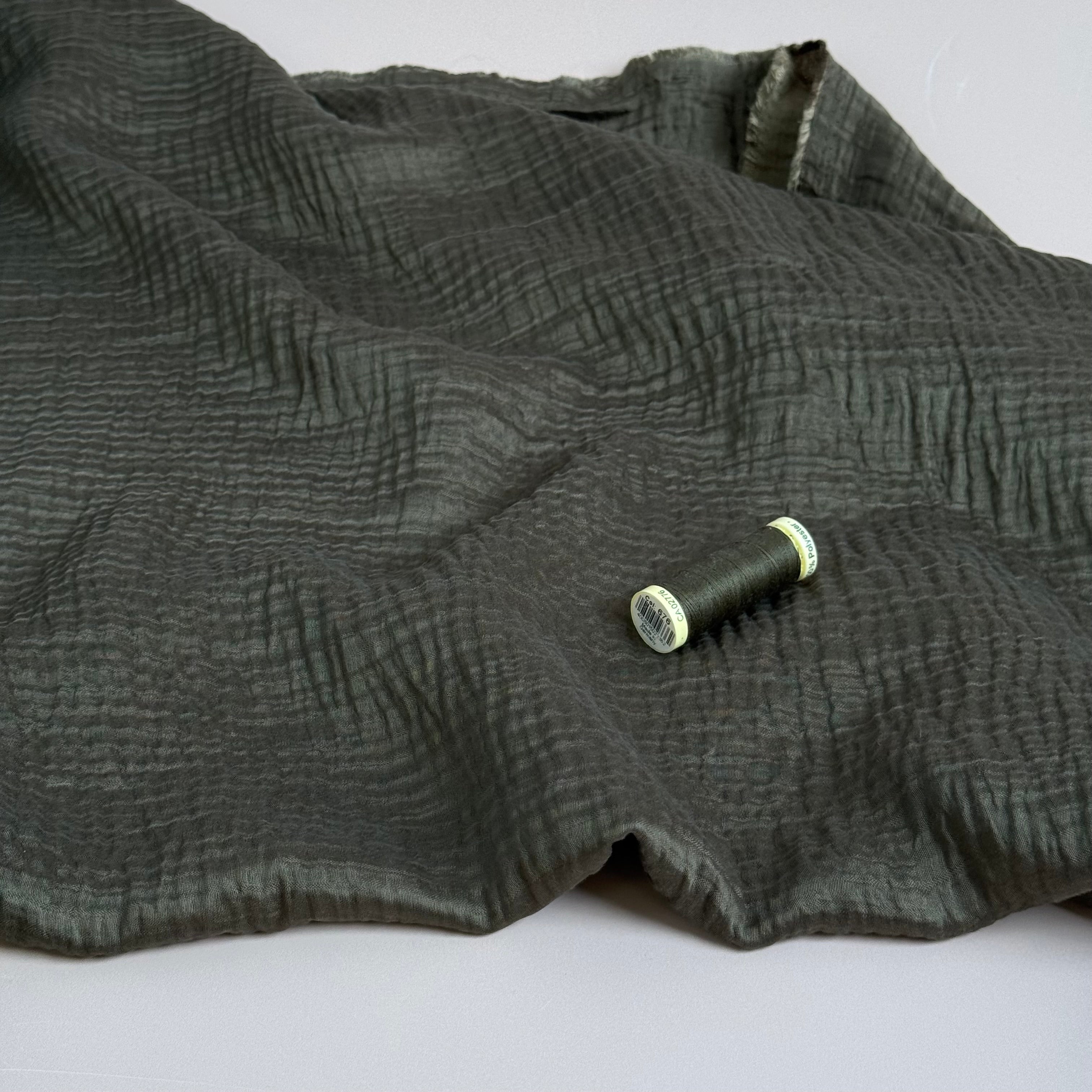 Khaki Textured Double Layer Rayon with TENCEL™ Lyocell Fibres