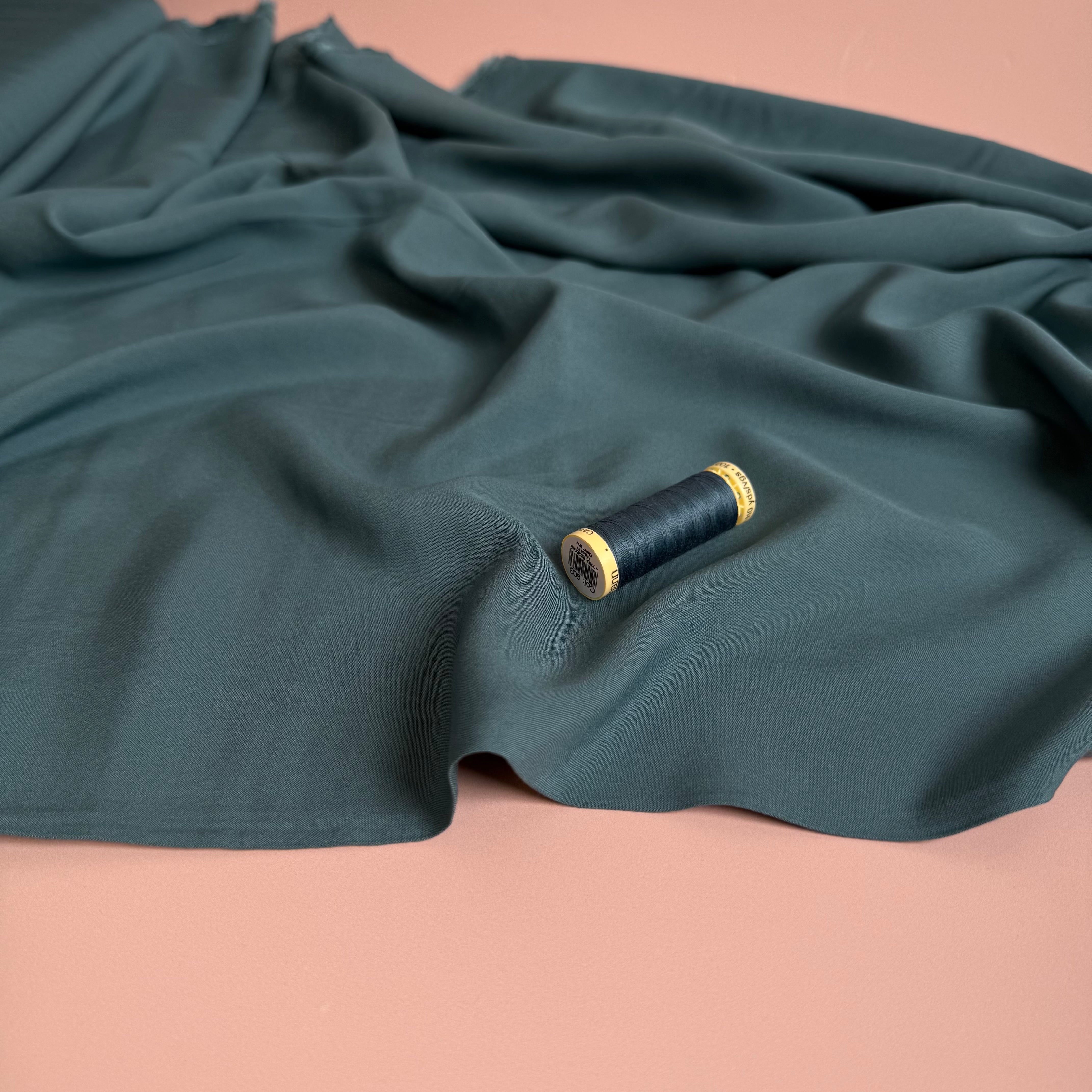 Elegance Petrol Plain ECOVERO Viscose Fabric