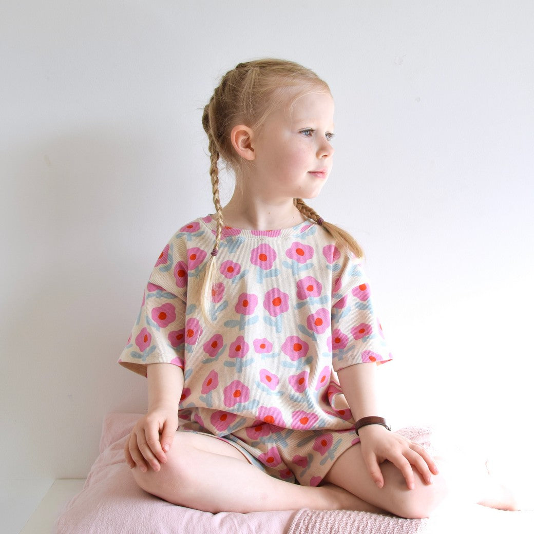 Natural Flowers Organic GOTS Cotton Ribbed Jersey