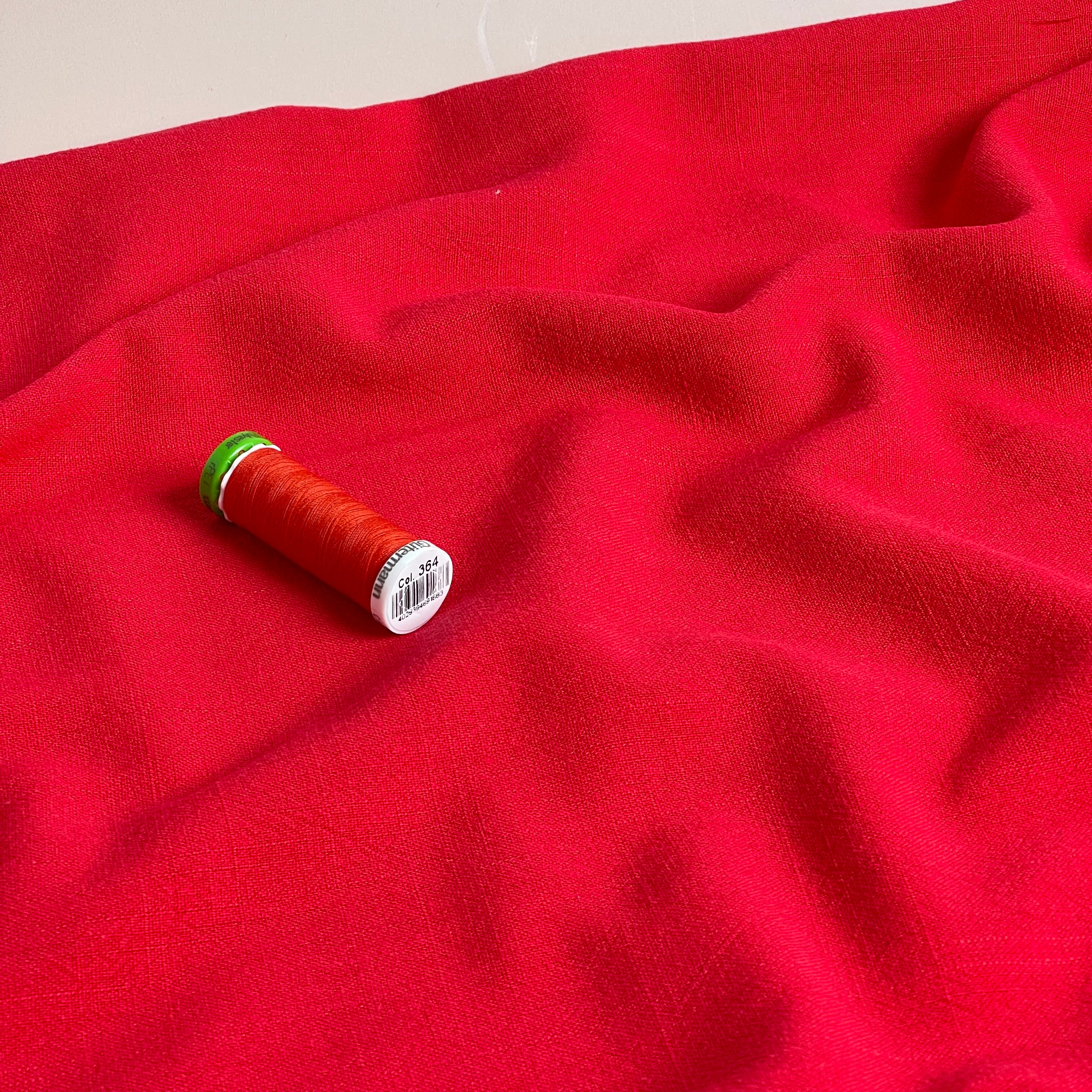 Flow Red Viscose Linen Blend Dress Fabric