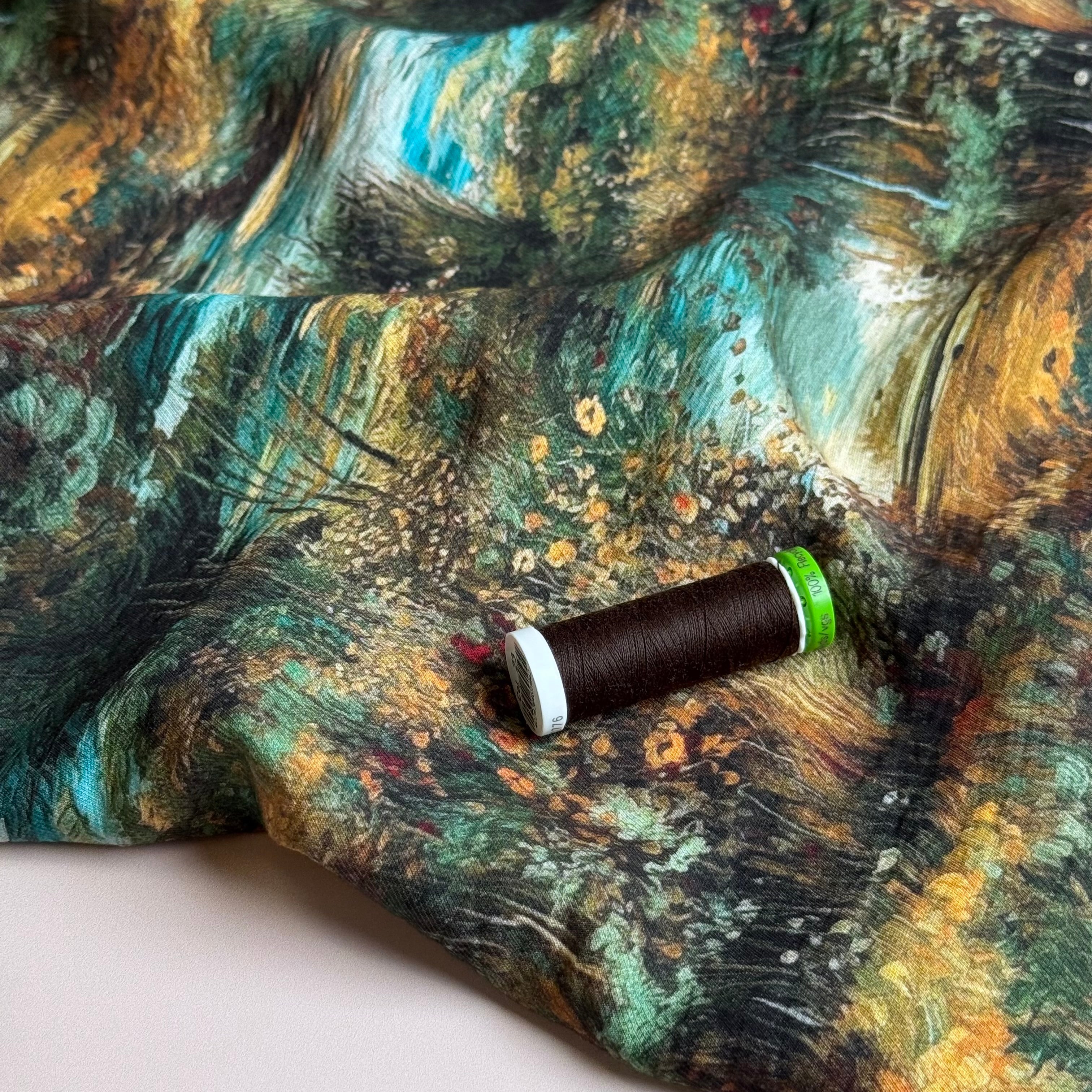 Impressionist Landscape Fine Viscose Twill