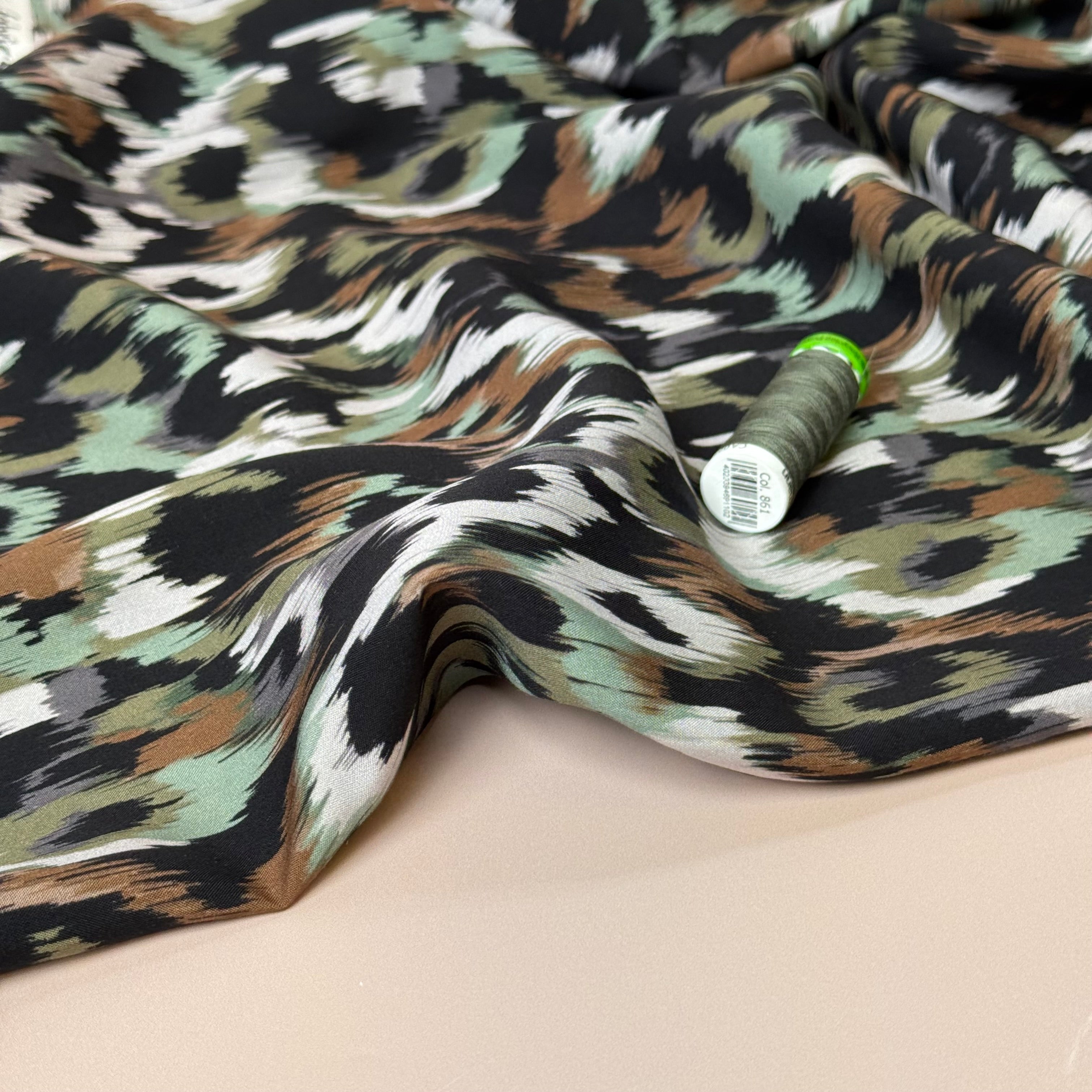 Abstract Animal Viscose Poplin Fabric