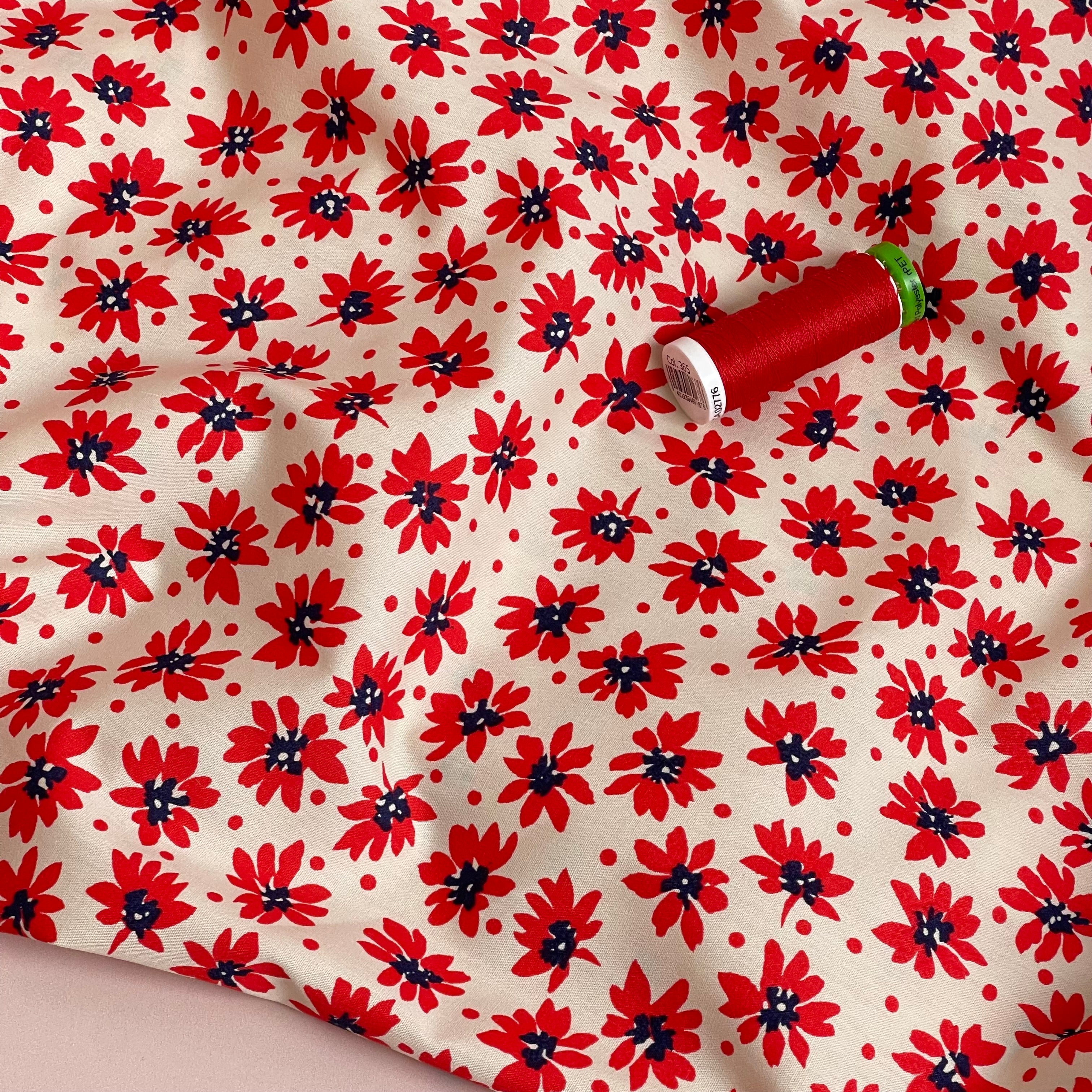 Ex-Designer Deadstock - Wild Poppy Cotton Poplin Fabric