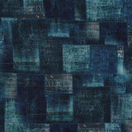REMNANT 2.59 Metres - Tapestry Tiles Ocean Viscose Fabric