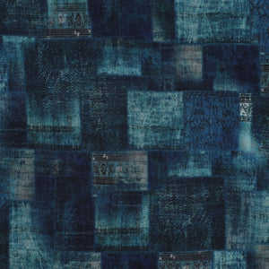 REMNANT 2.59 Metres - Tapestry Tiles Ocean Viscose Fabric