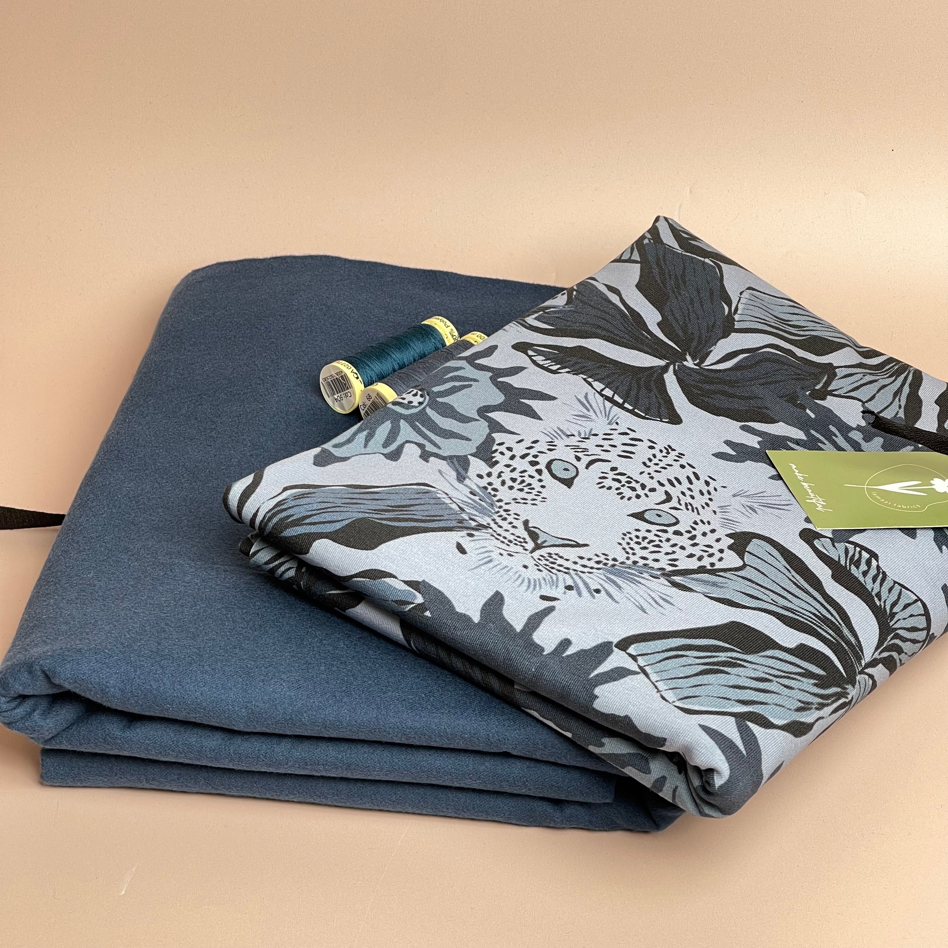 Limited Edition - Luxury Pyjama Kit with Printed Cotton Jersey and Deep Ocean Flannel