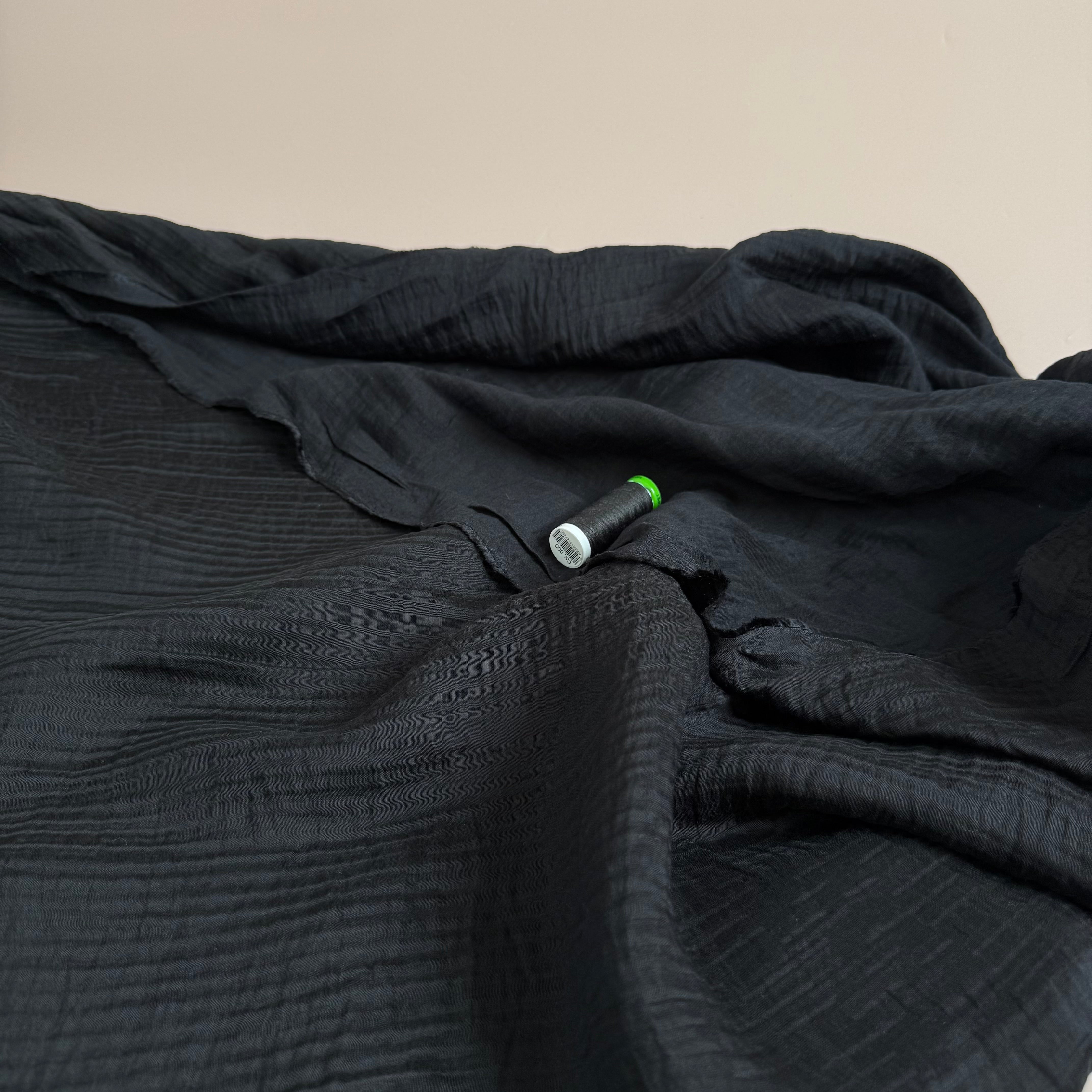 Black Textured Double Layer Rayon with TENCEL™ Lyocell Fibres