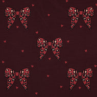 Animal Print Bows & Hearts Burgundy Cotton French Terry Fabric