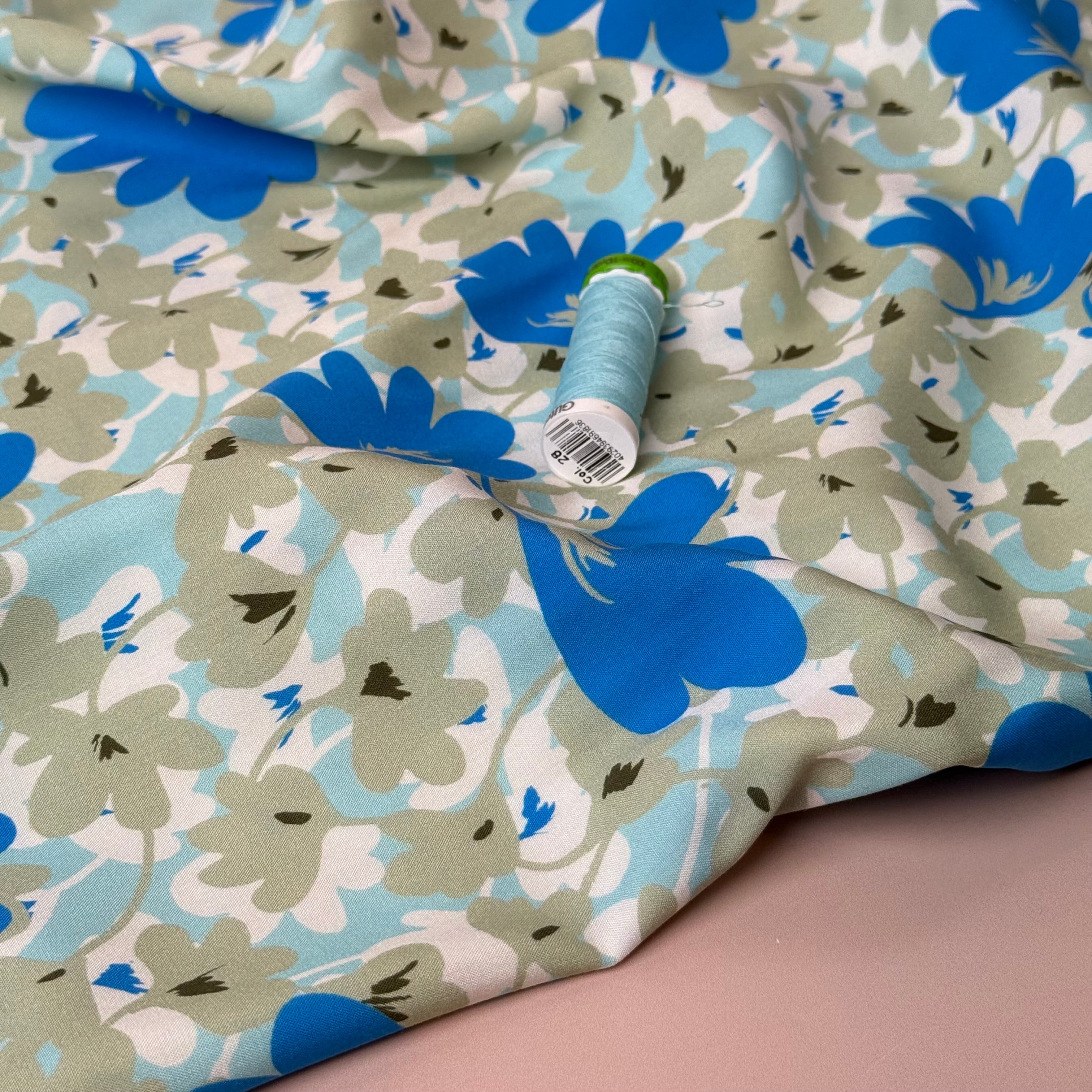 Ocean Petals Viscose Poplin Fabric