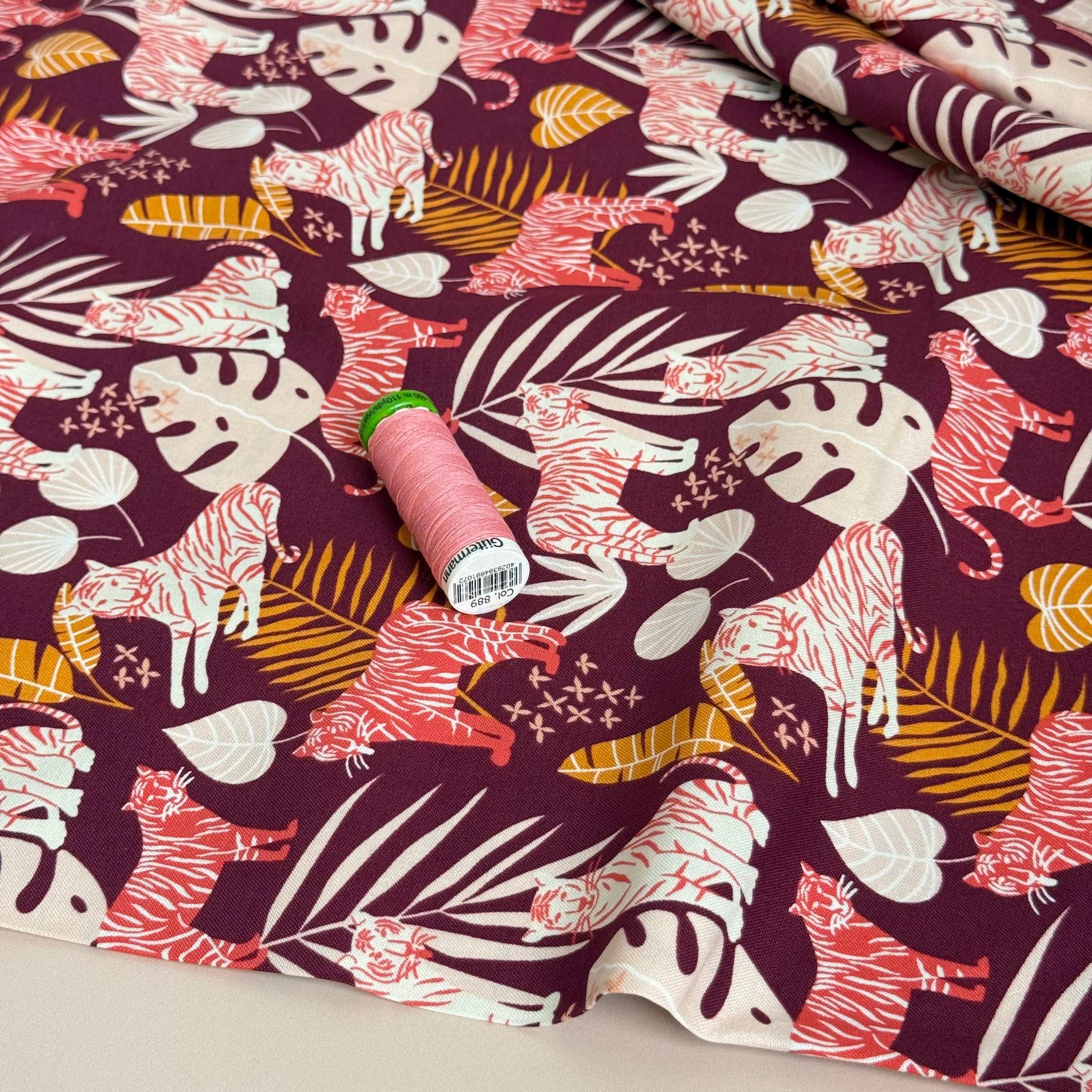 Cotton and Steel - Stripe Squad in Fiery Fushia Japanese Cotton from Jungle Cruisin'