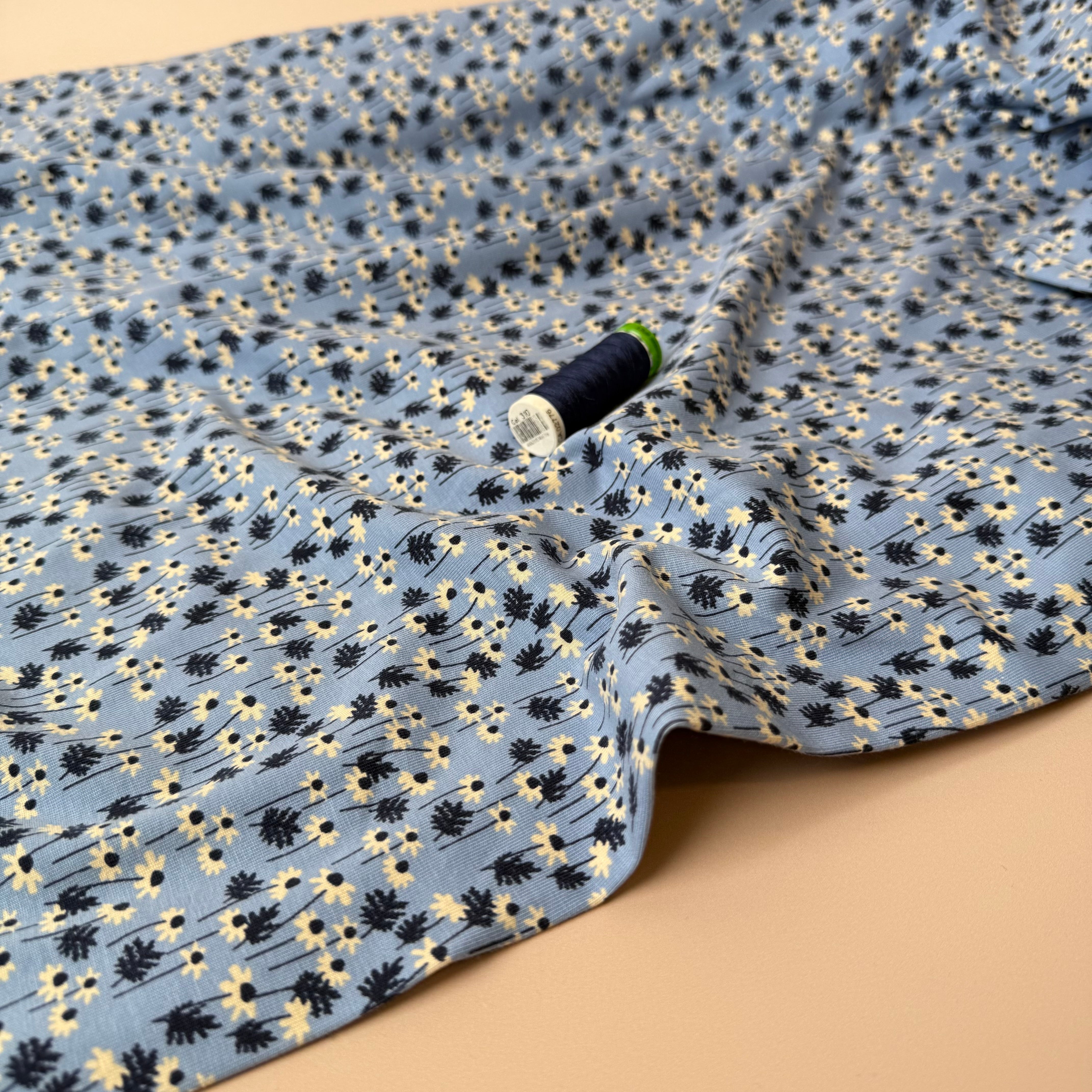 Winter Daisies Cotton Jersey Fabric