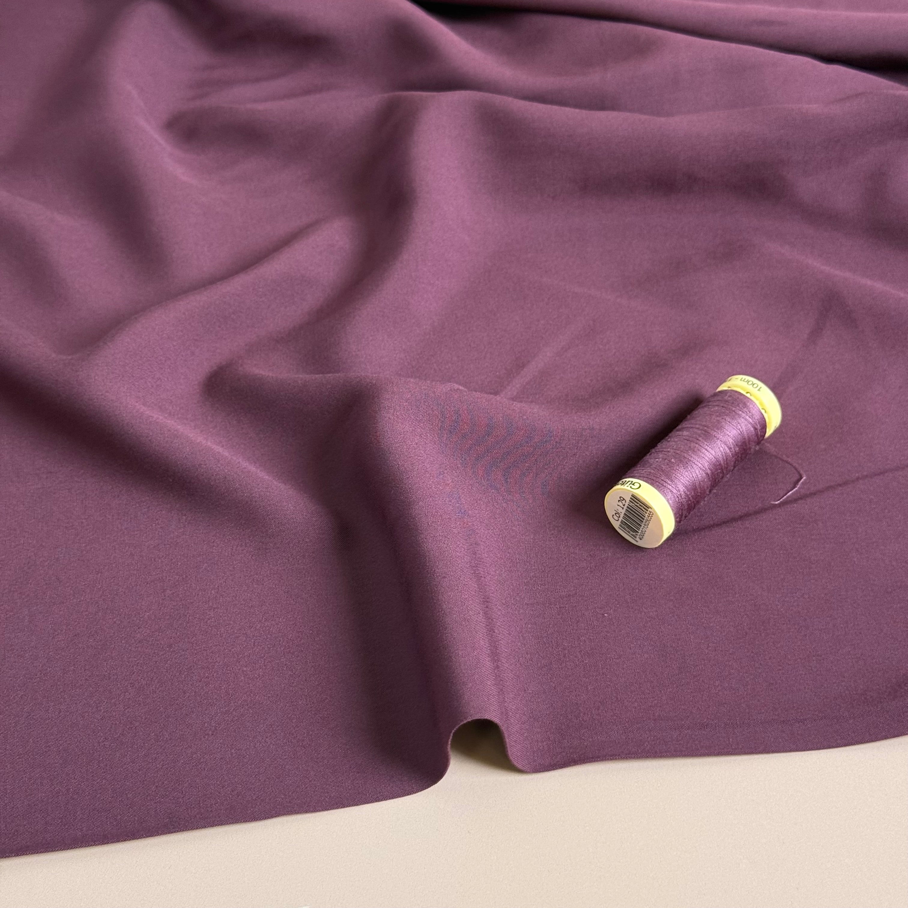 Elegance Aubergine Plain ECOVERO Viscose Fabric