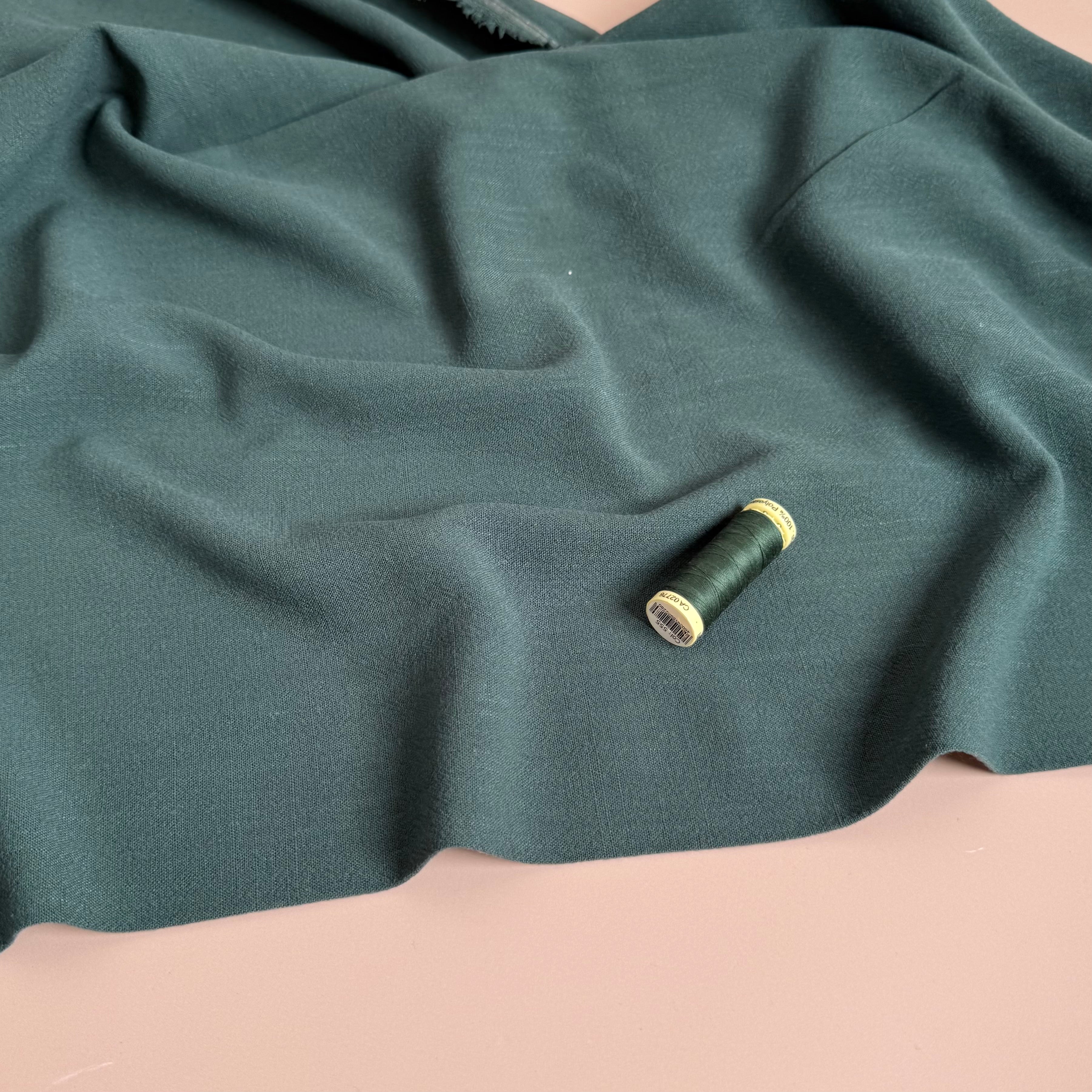 Flow Green Lagoon Viscose Linen Blend Dress Fabric