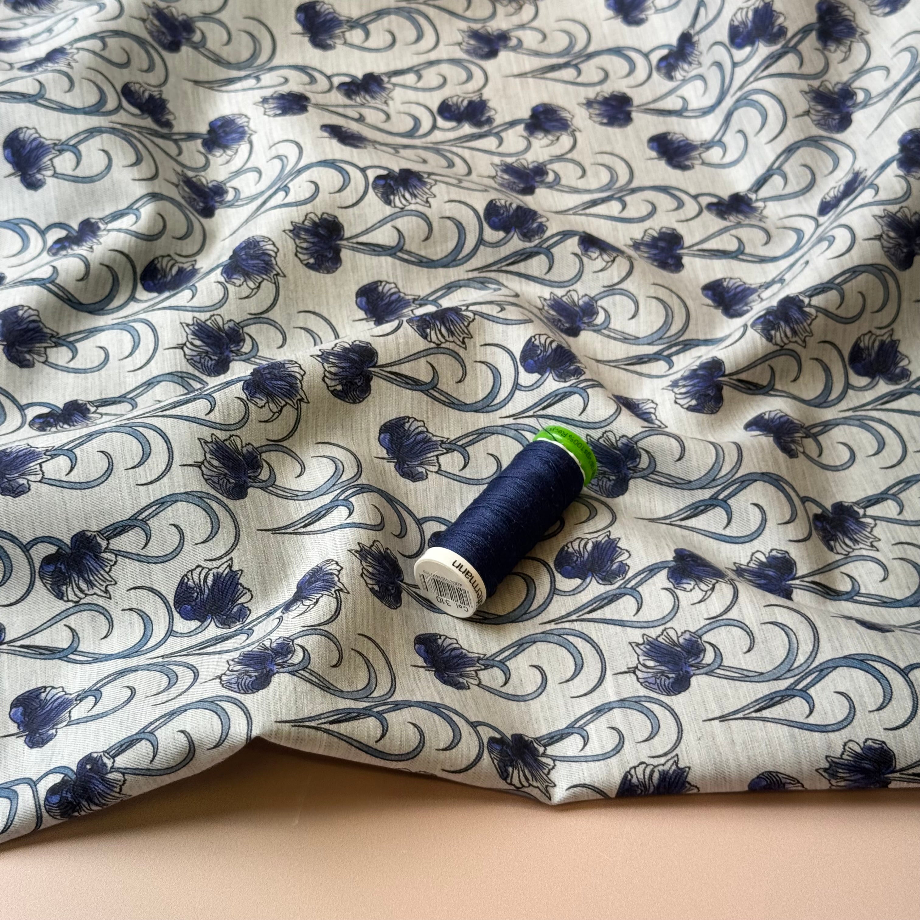 Ex-Designer Deadstock Blue Iris Fine Cotton Fabric