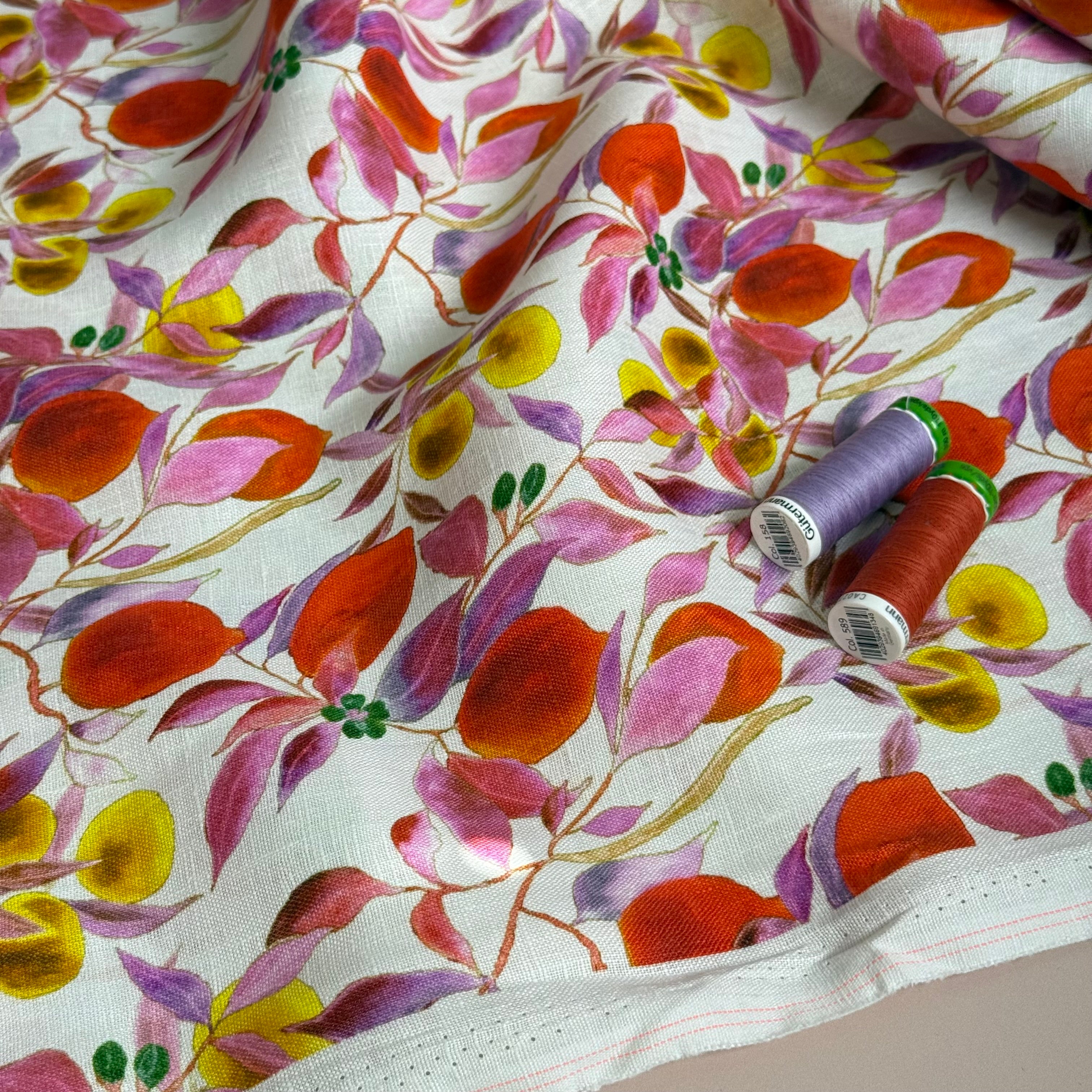 Citrus Orchard Pure Linen Fabric