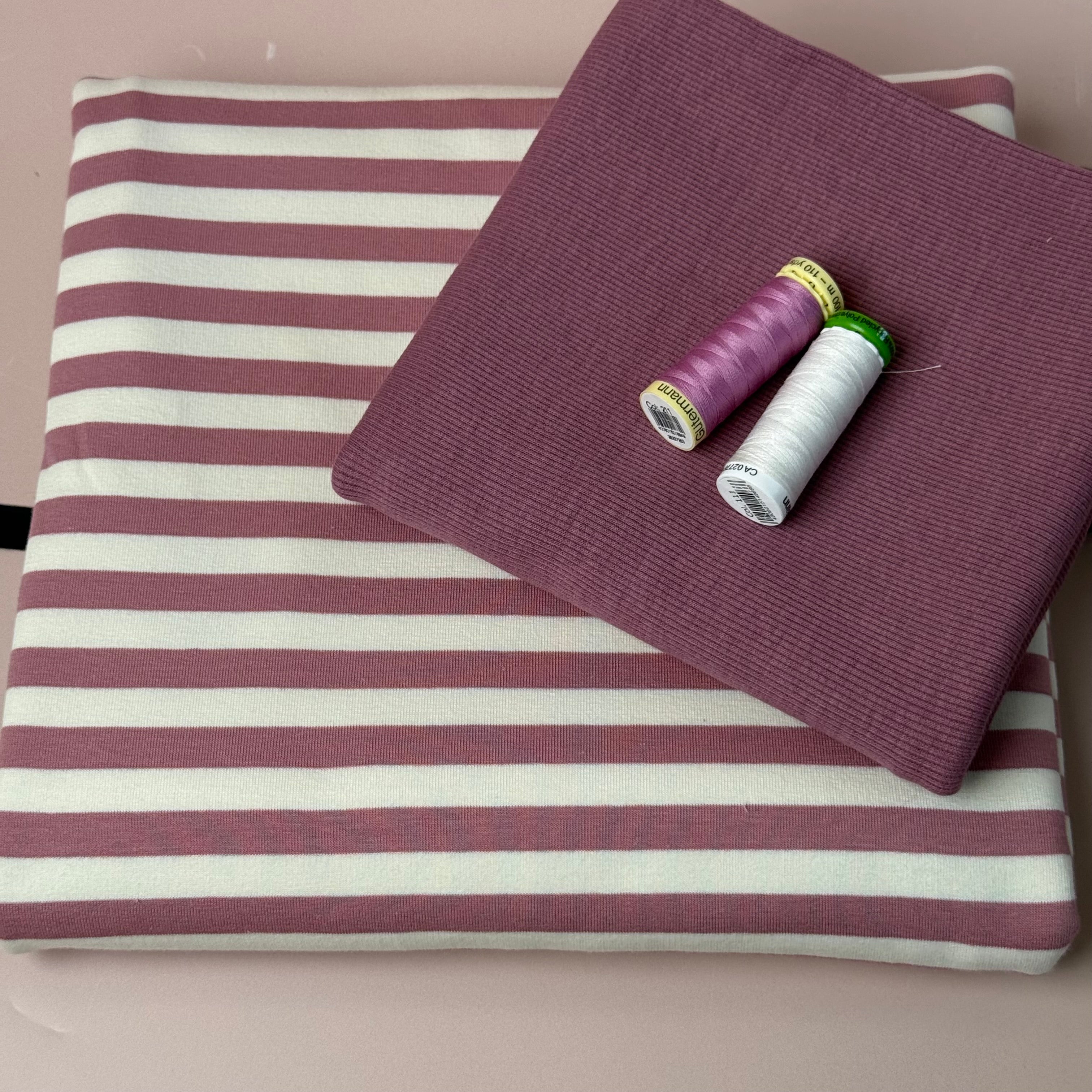 Colour Bundles - Pink Stripe Cotton French Terry & Ribbingpi