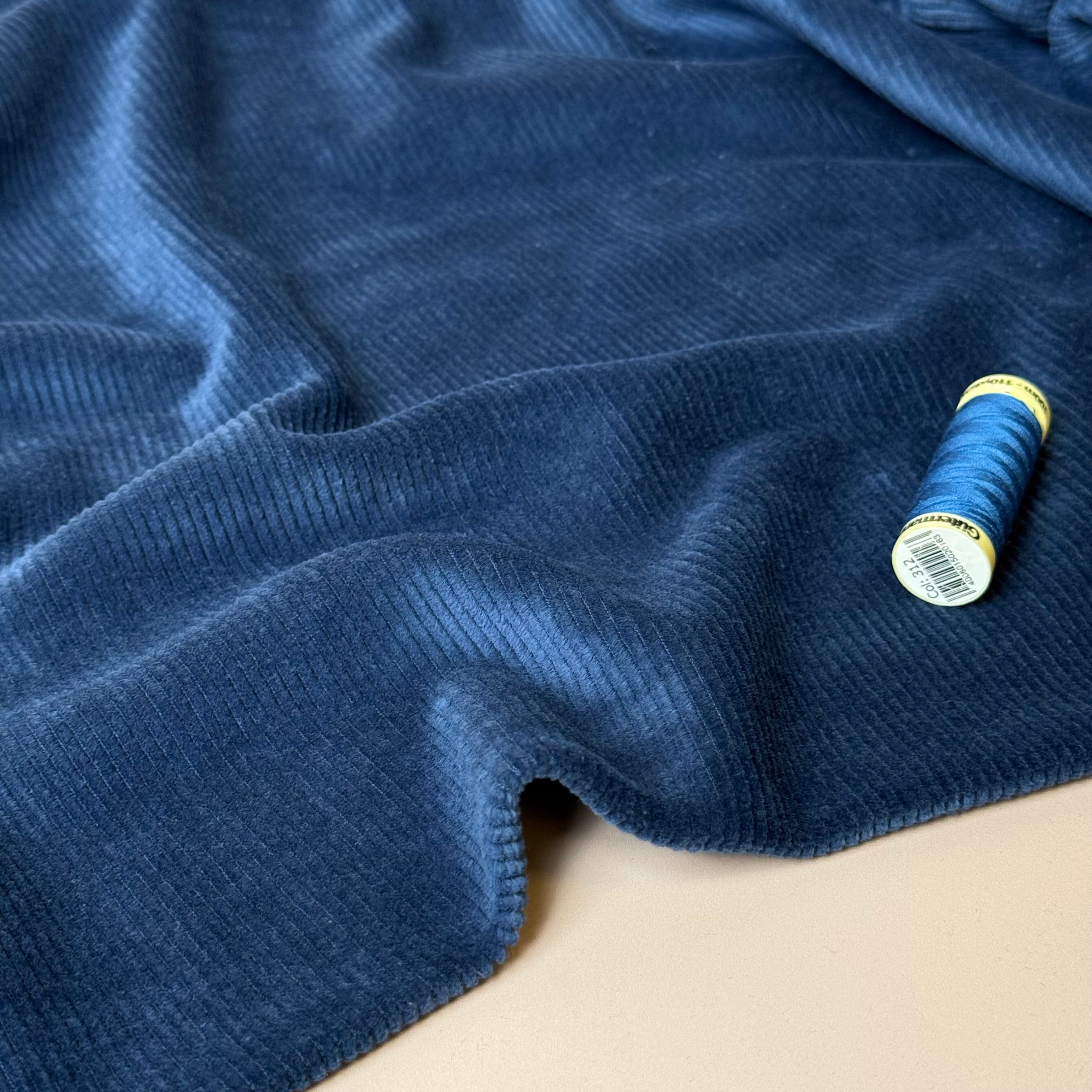 Ribbed Velvet Jersey in Ocean