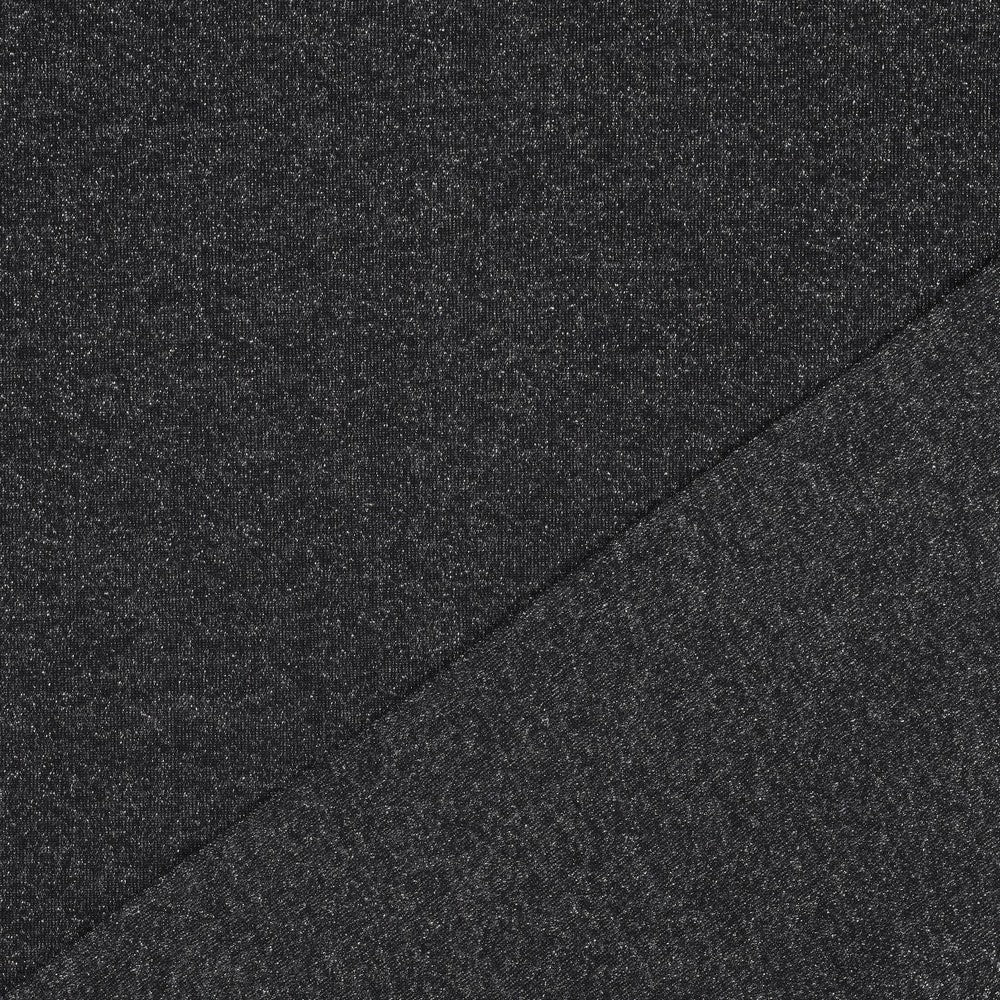 Sparkle Black & Silver Cotton Sweat-Shirting with Lurex