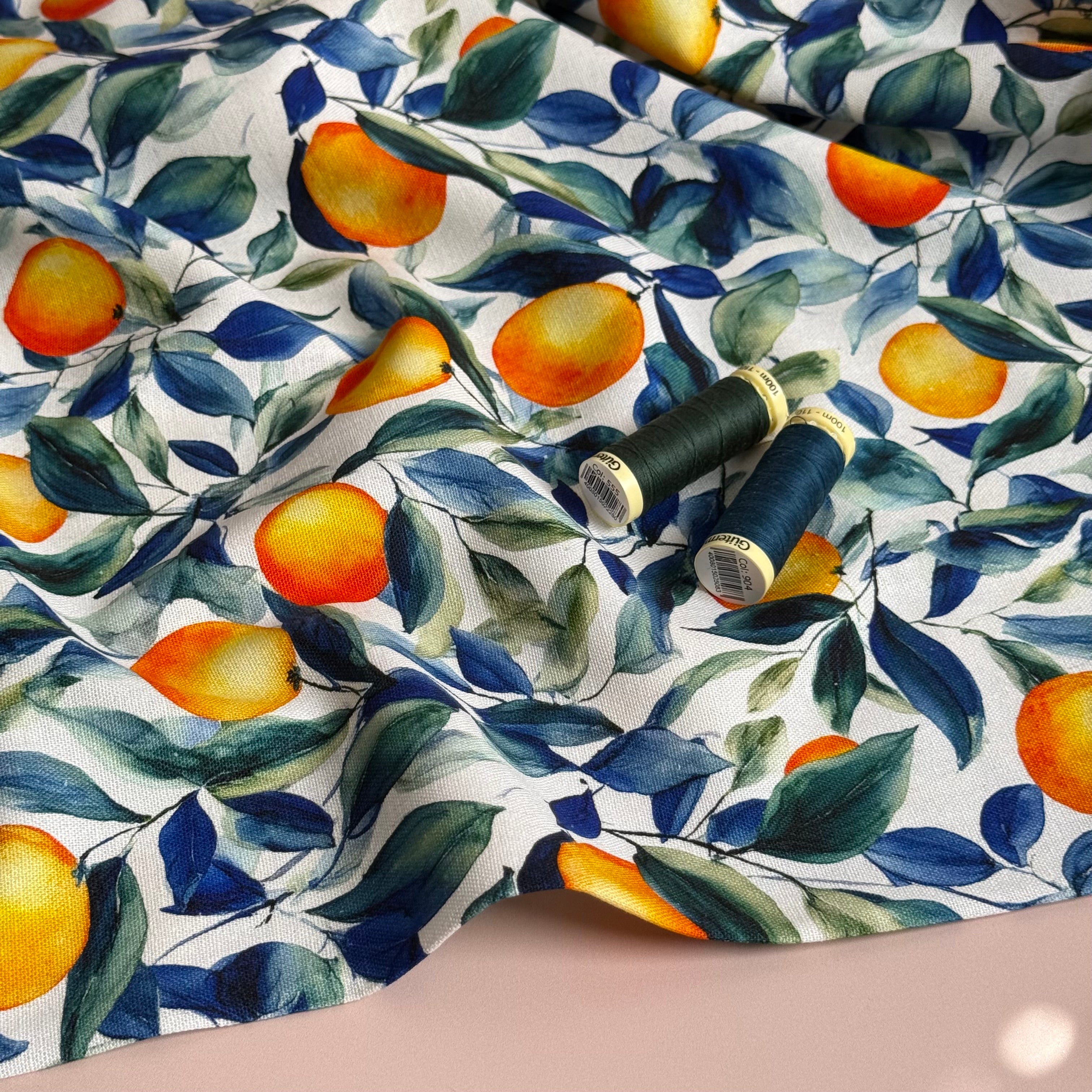 Orange Grove Viscose Linen Fabric