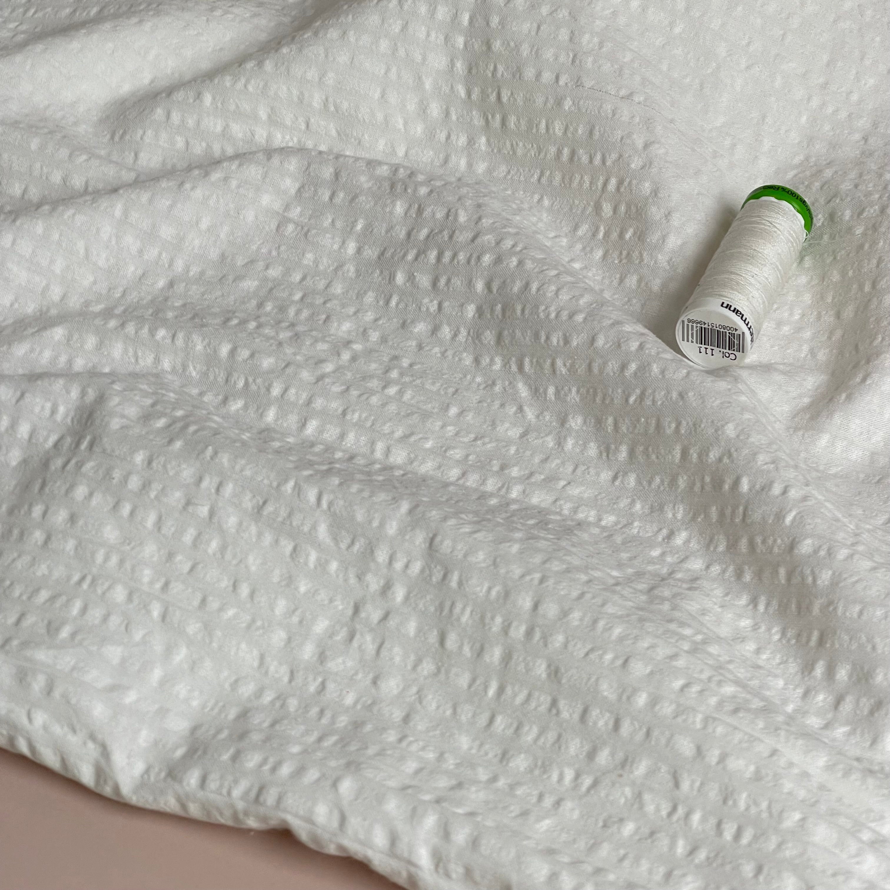 Off-White Bubble Stripe Cotton Seersucker Fabric