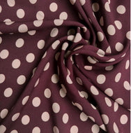 Cousette - Polka Dot Deep Plum Viscose Fabric