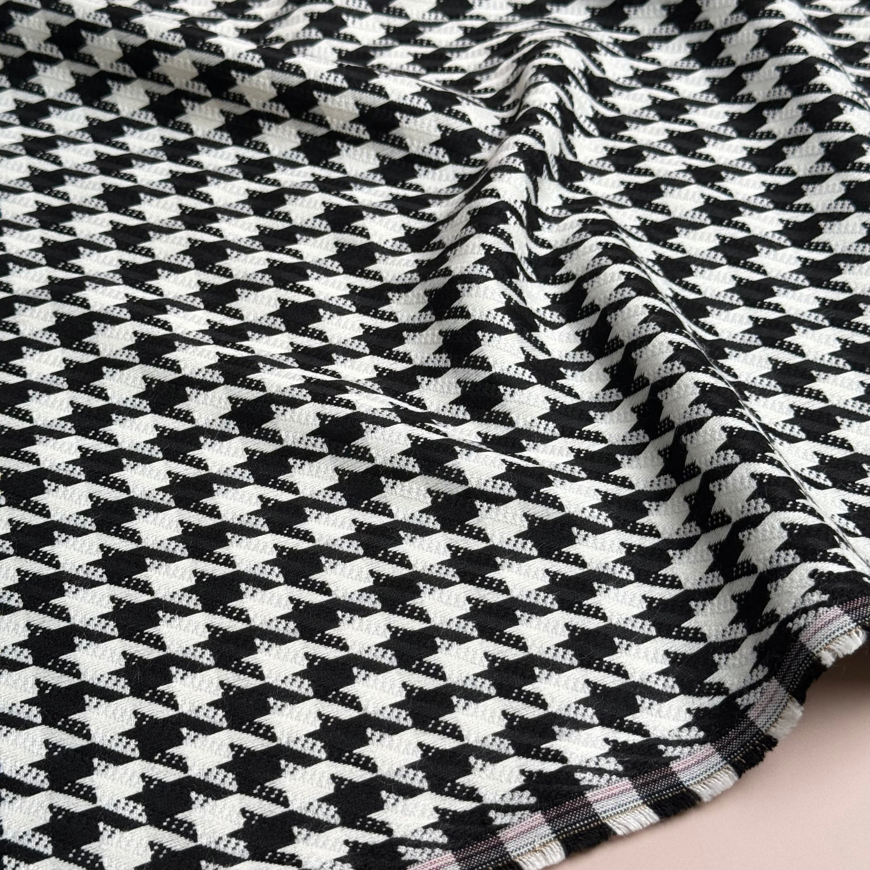 Pied De Poule Houndstooth Viscose Blend Trouser Fabric