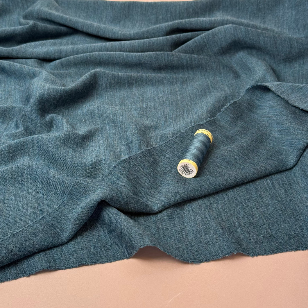 Pure Merino Wool Sweater Knit in Petrol Melange