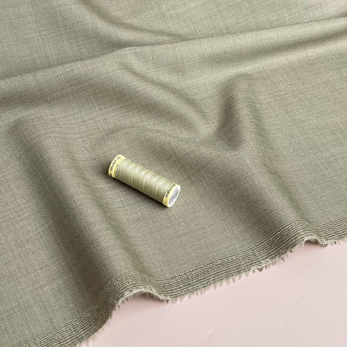 Ex-Designer Deadstock Olive Worsted Wool Fabric