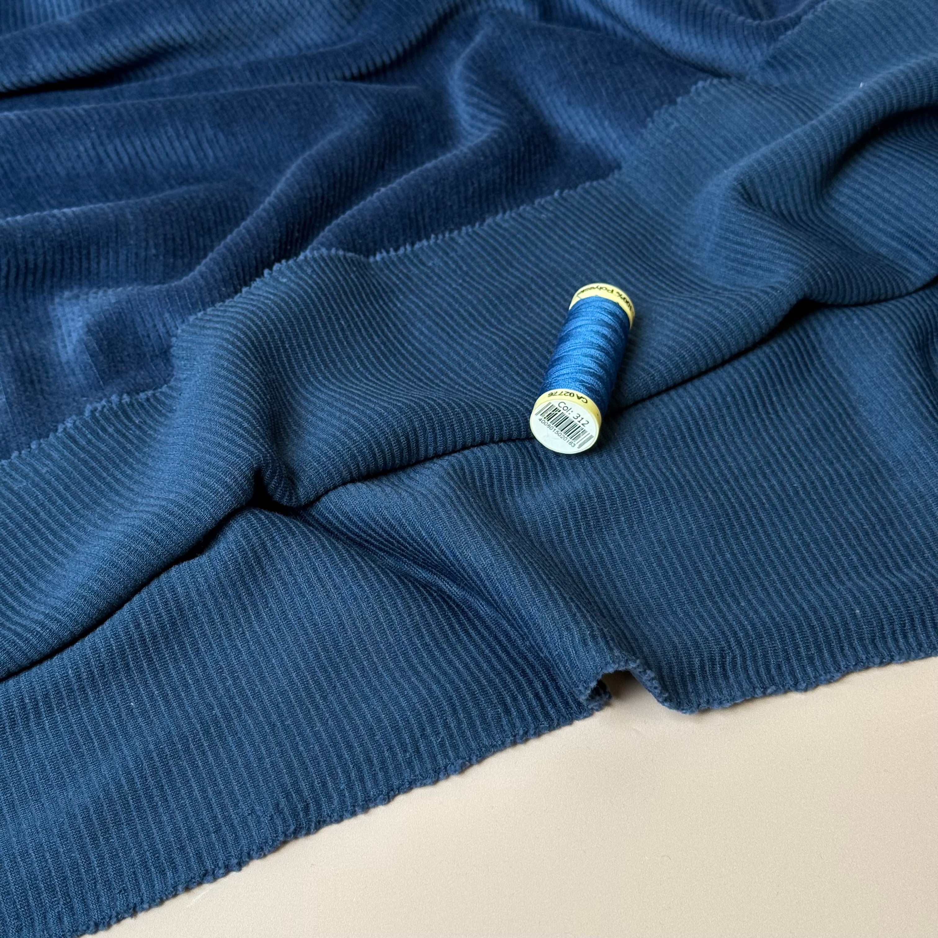 Ribbed Velvet Jersey in Ocean