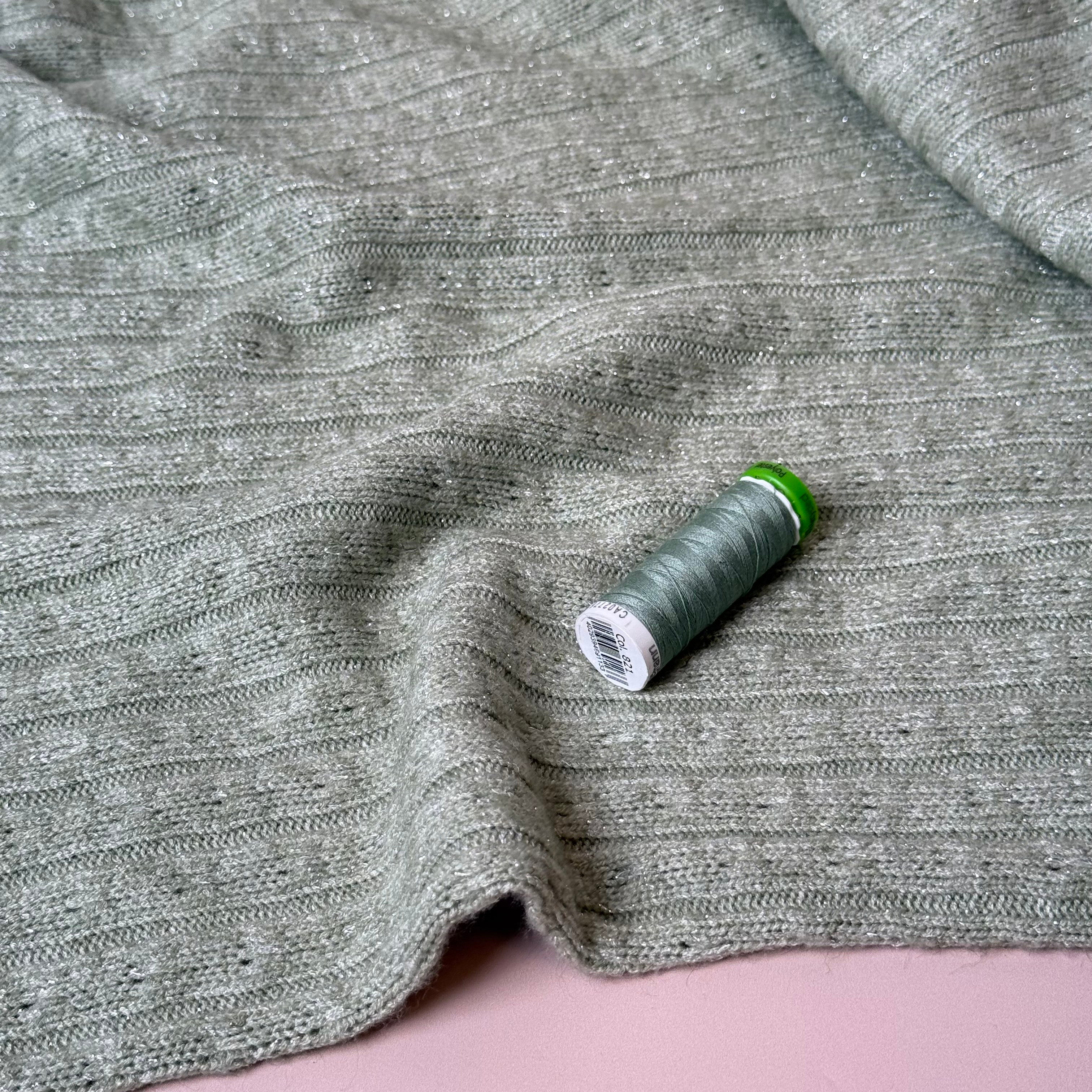 Sparkle Viscose Blend Cable Sweater Knit in Dark Mint