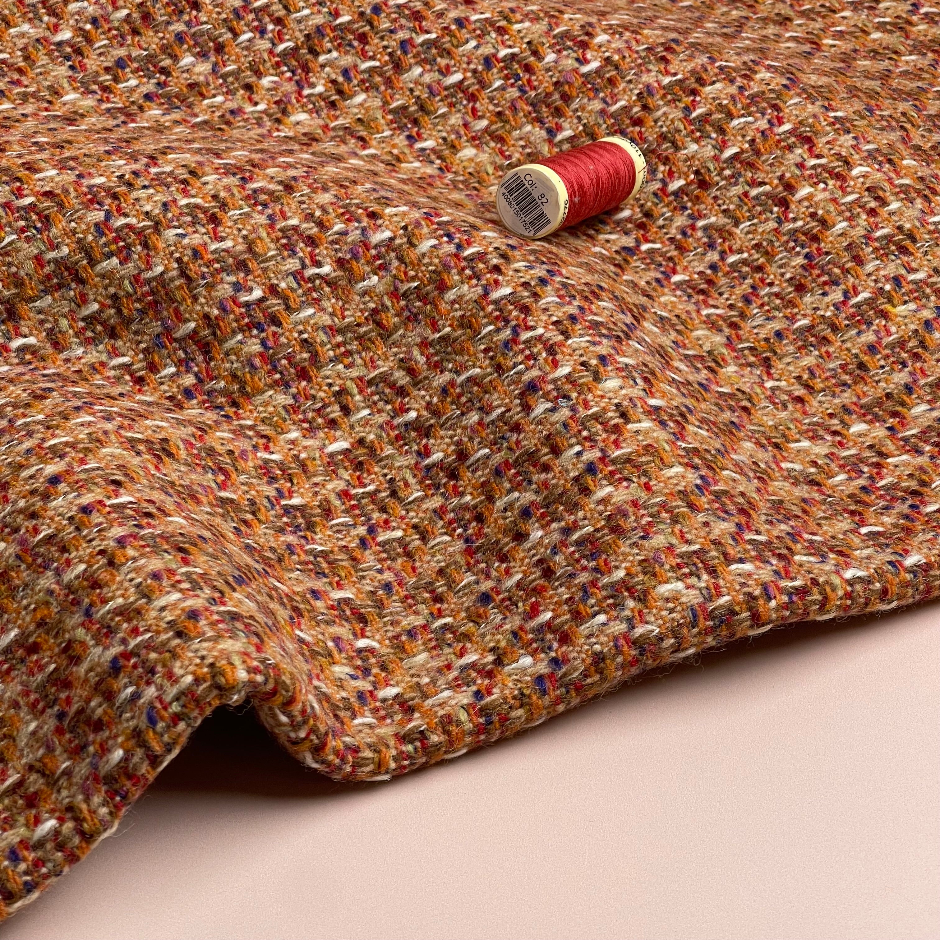 Ex-Designer Deadstock - Wool Boucle Tweed in Red