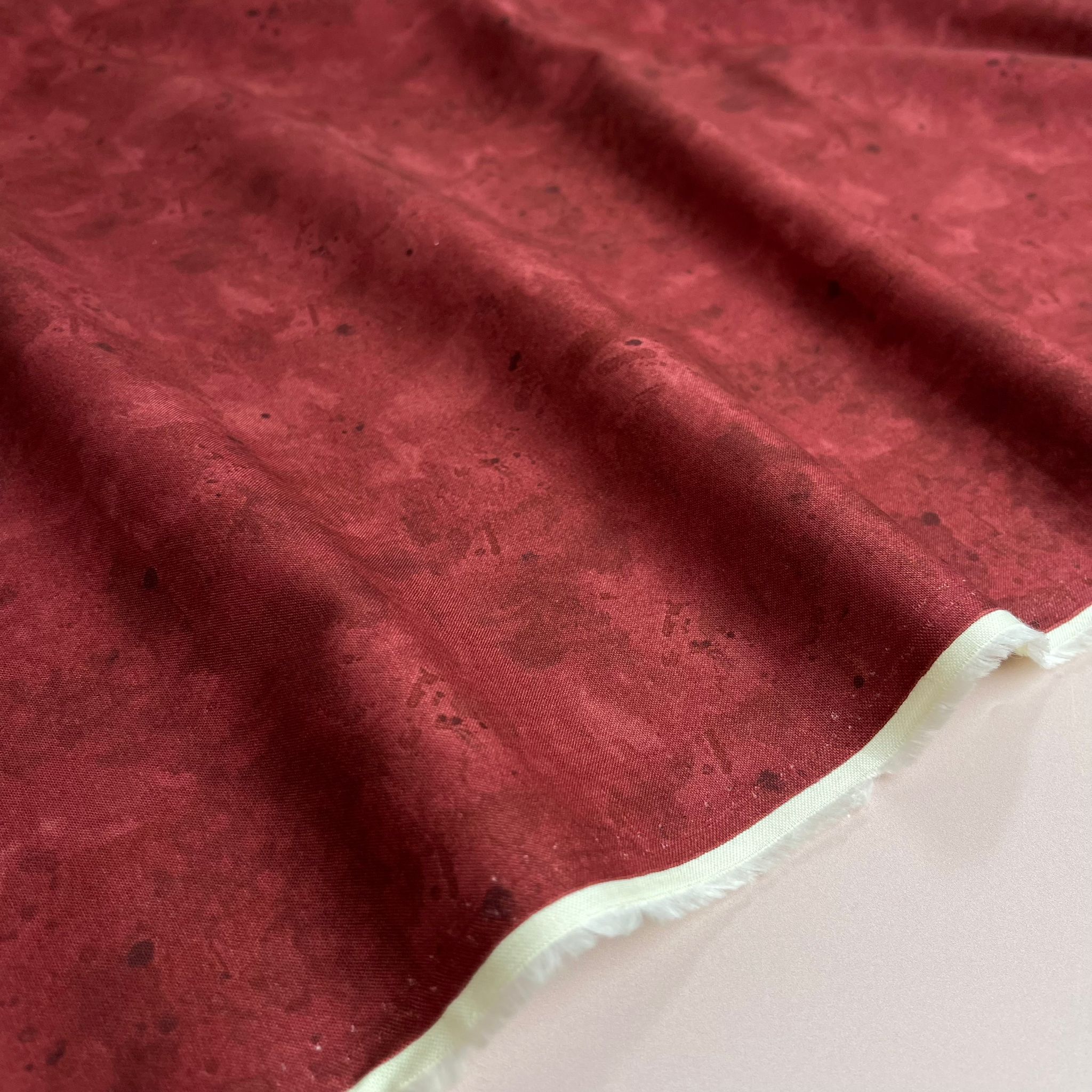 Merlot Red Watercolour Cotton Poplin Fabric