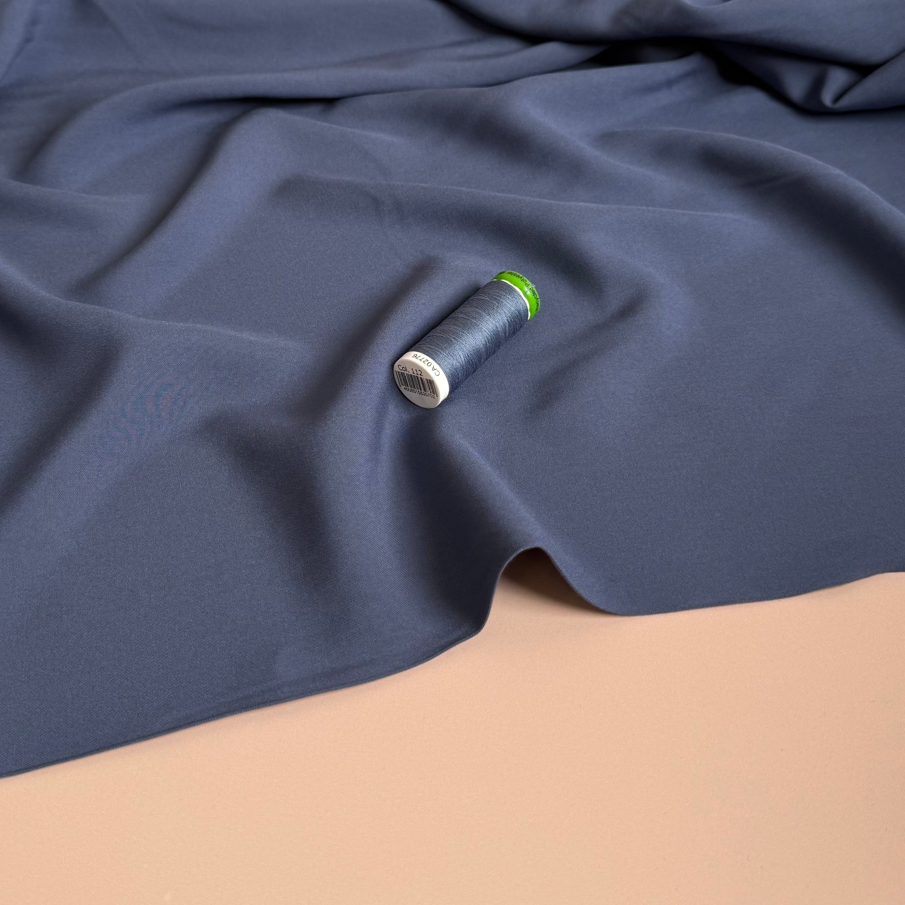 Elegance Denim Blue Plain ECOVERO Viscose Fabric