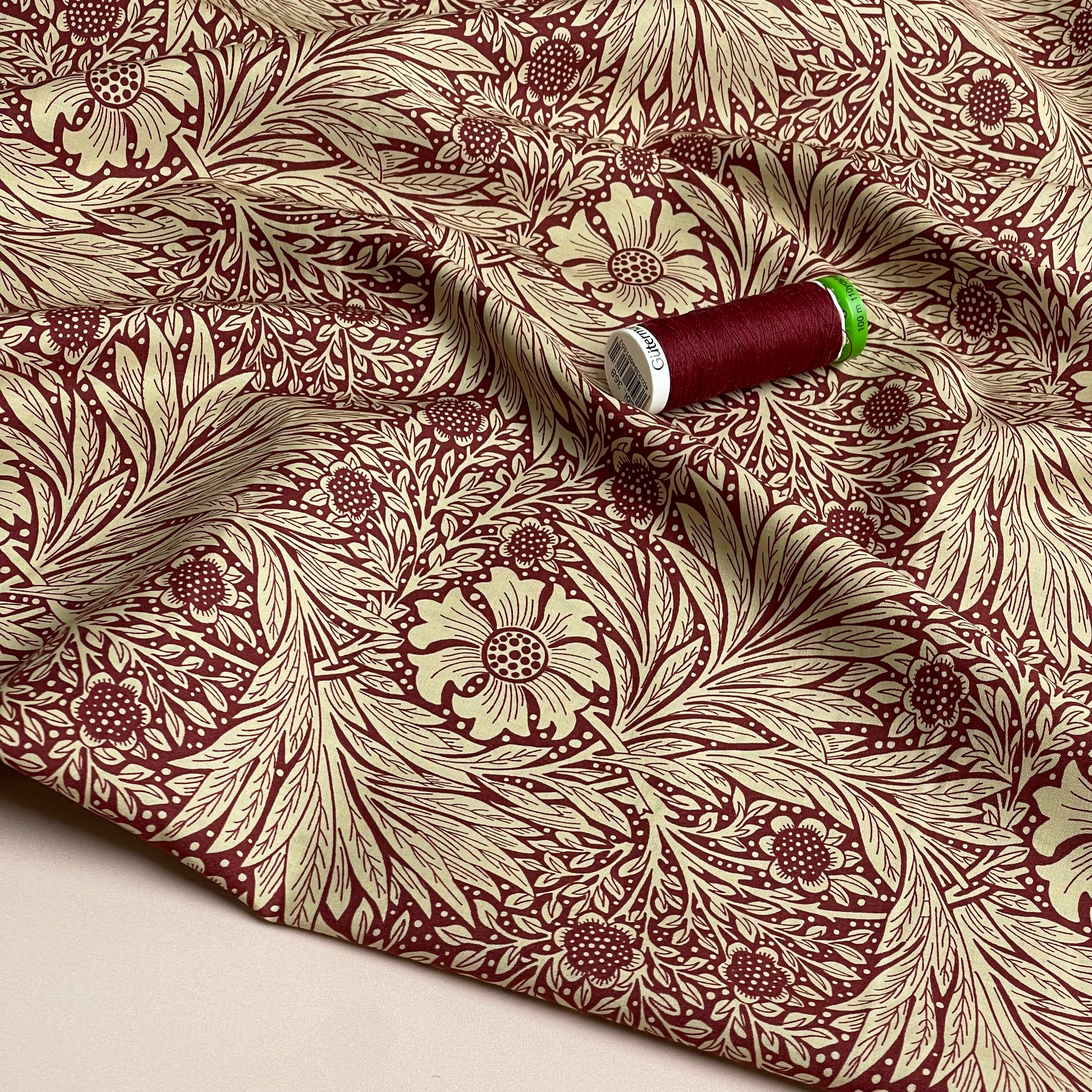 Victoria Burgundy Cotton Lawn Fabric