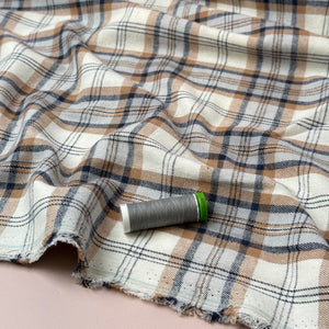 REMNANT 1.3 Metres - Plaid Oatmeal Brushed Cotton Flannel