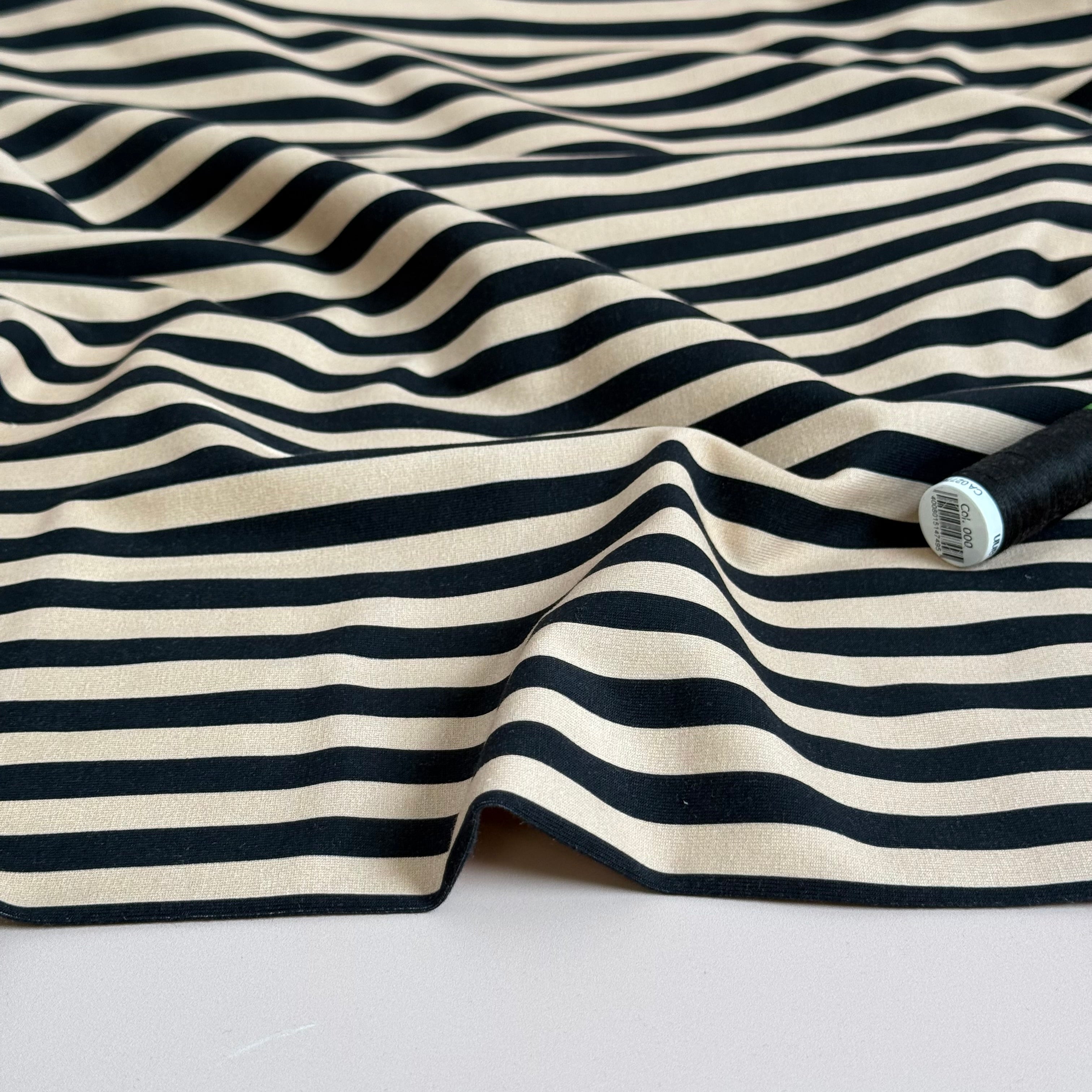 Danish Design - Two-toned Stripes Neutral Cotton Jersey