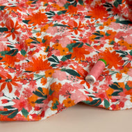 Orange Flowers Cotton Double Gauze