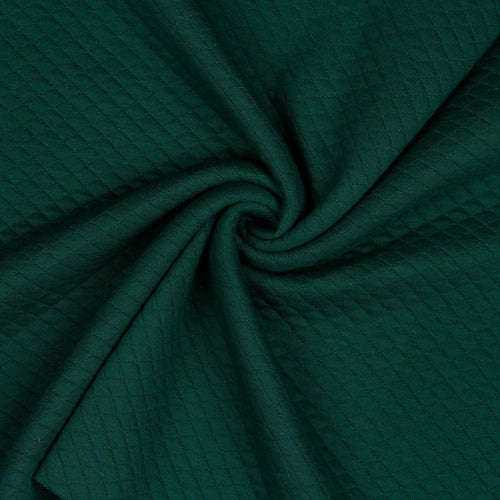 REMNANT 1.70 metres - Diamond Jacquard Quilted Knit in Forest Green
