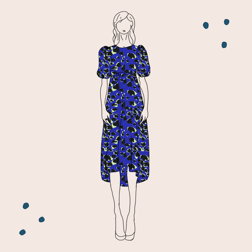 Sewing Kit - Emily Dress and Top in Cobalt Leopard Viscose