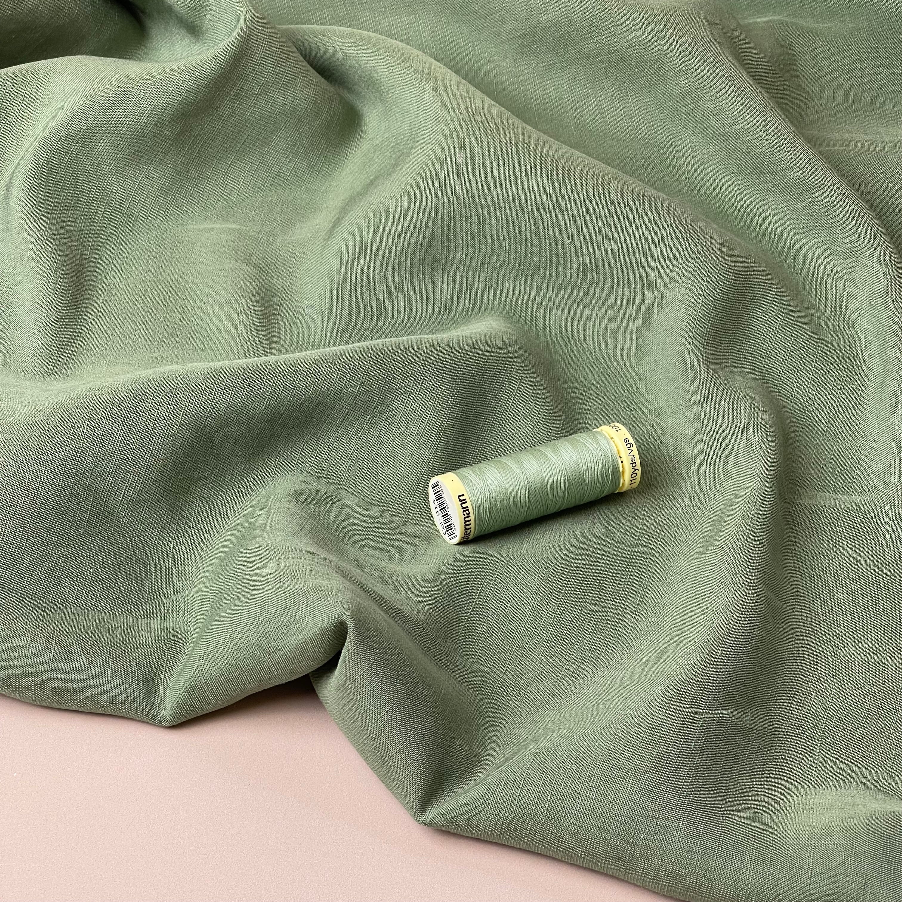 Lush Pea Green Light Viscose Linen Crepe Dress Fabric