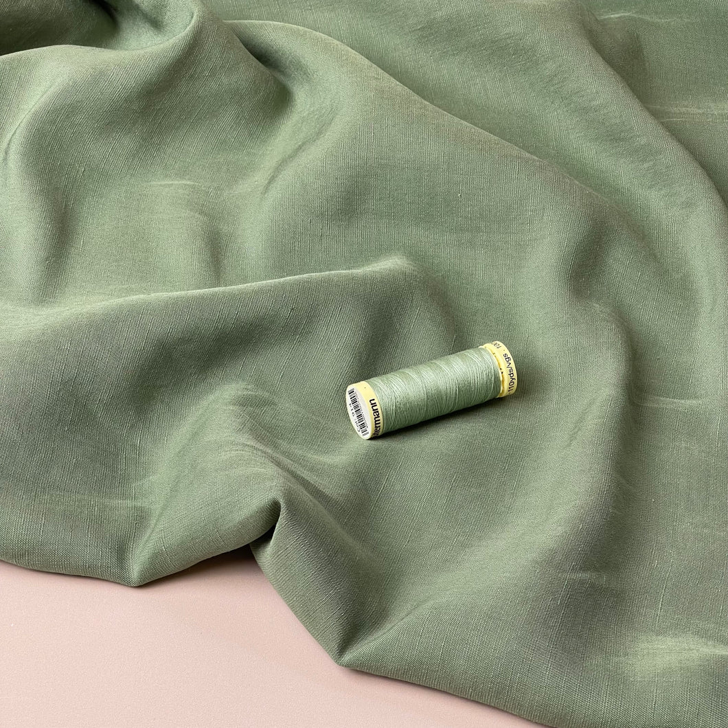 Lush Pea Green Light Viscose Linen Crepe Dress Fabric