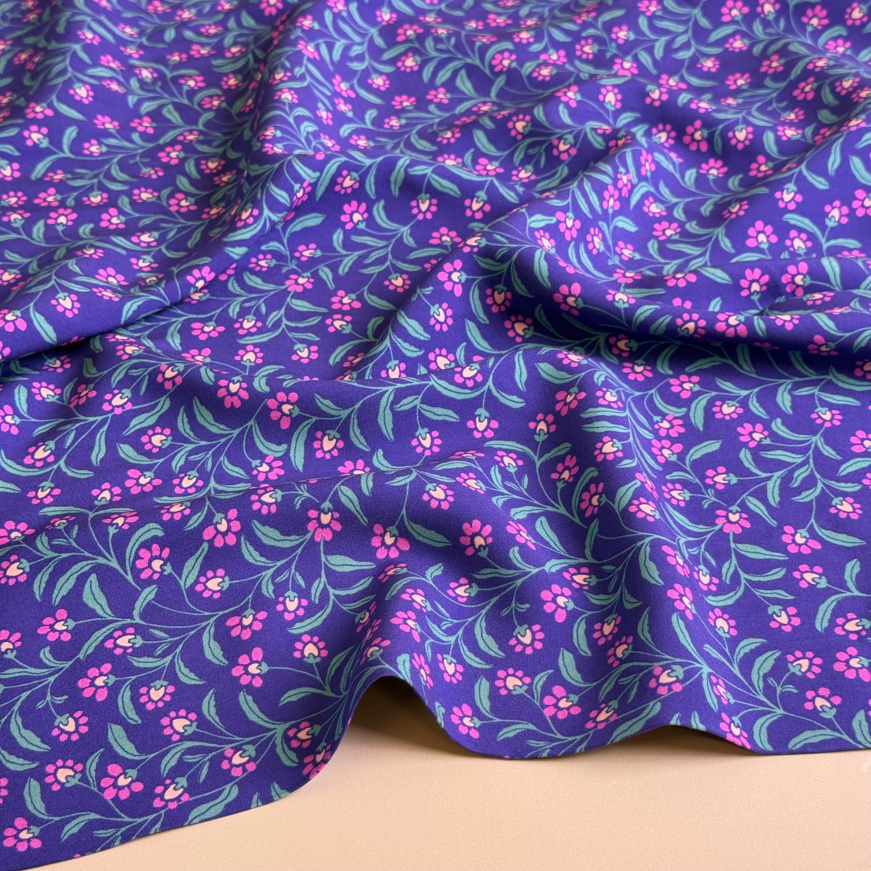 Ditsy Pink Flowers Viscose Fabric