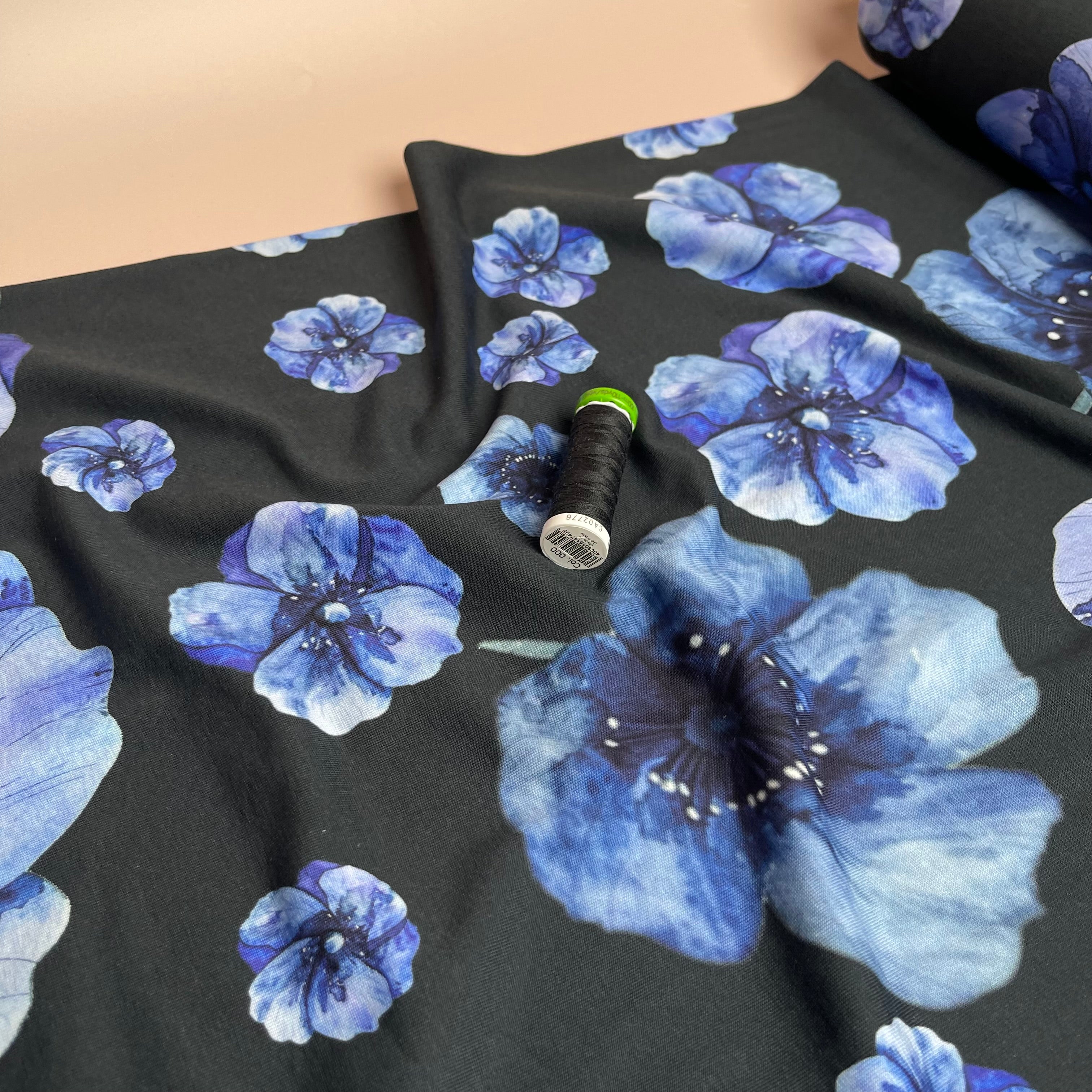 Danish Design - Watercolour Blue Poppy Cotton Jersey